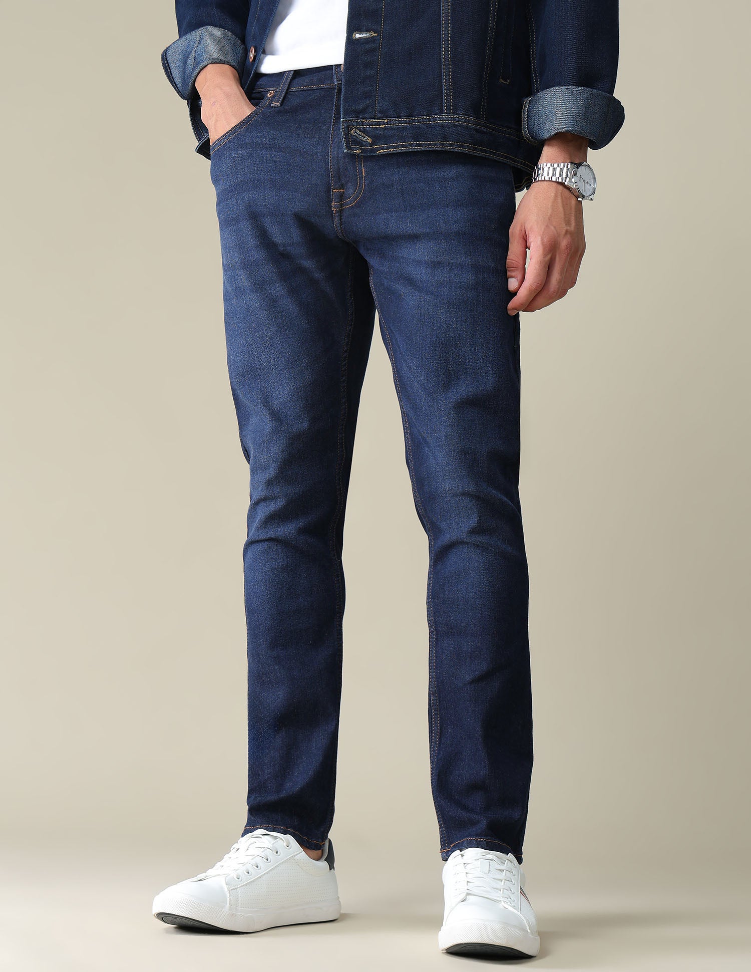 Henry Tapered Cropped Fit Blue Jeans