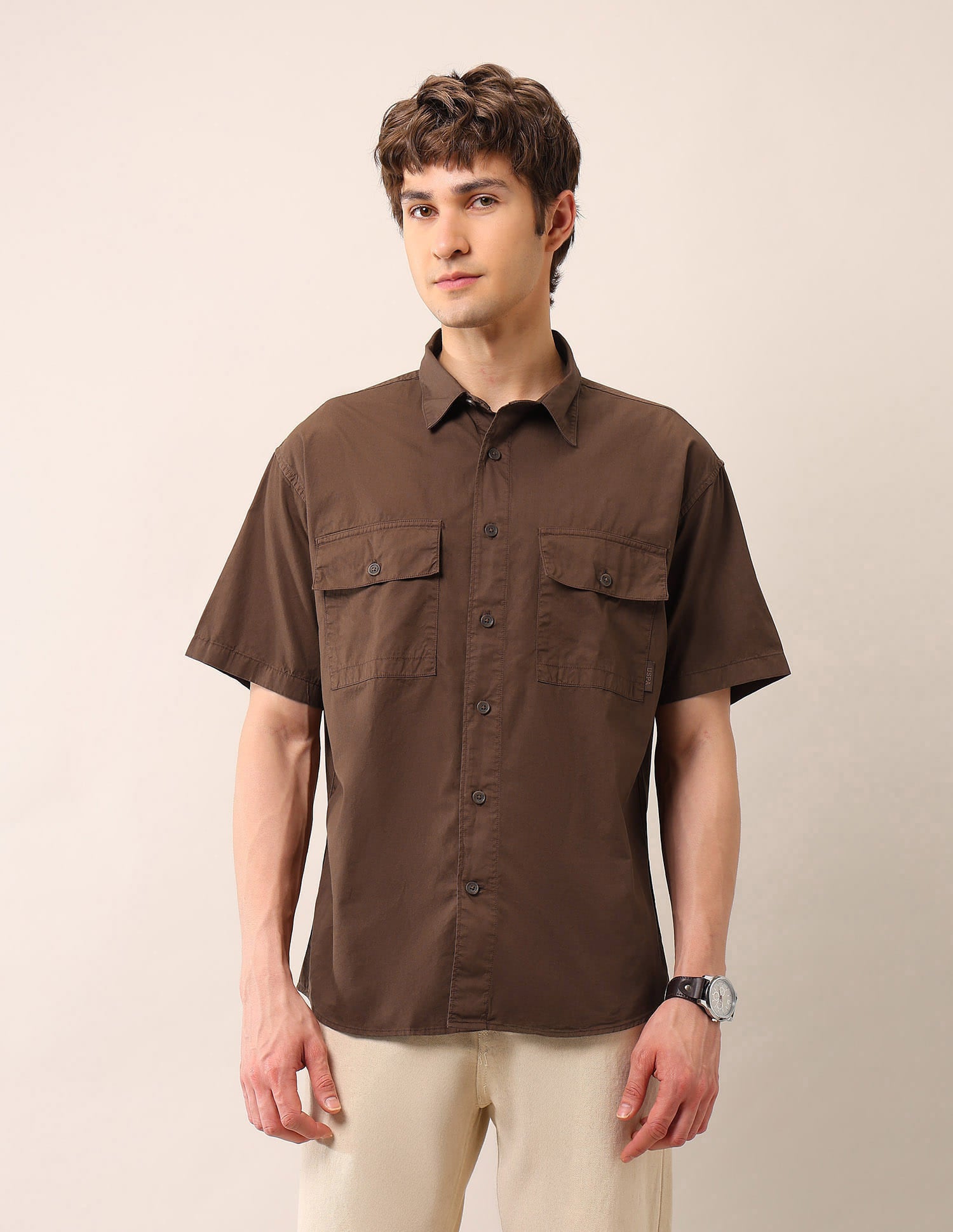 Pure Cotton Regular Fit Twill Shirt Rust - U.S. Polo Assn. India | Large