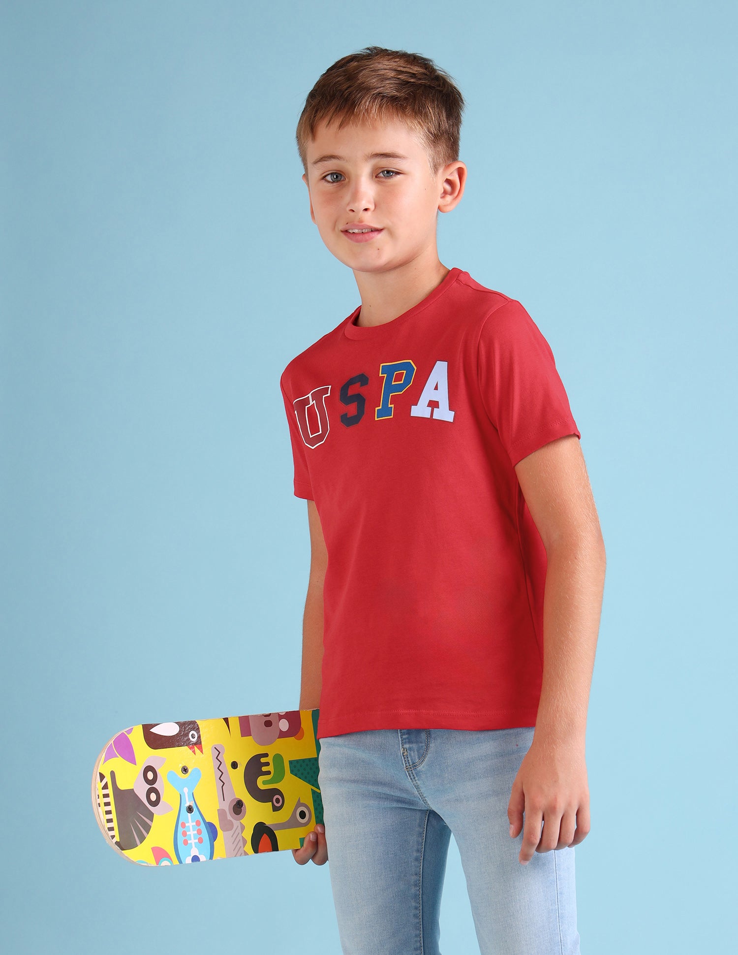 Boys Brand Printed Regular Fit T-Shirt