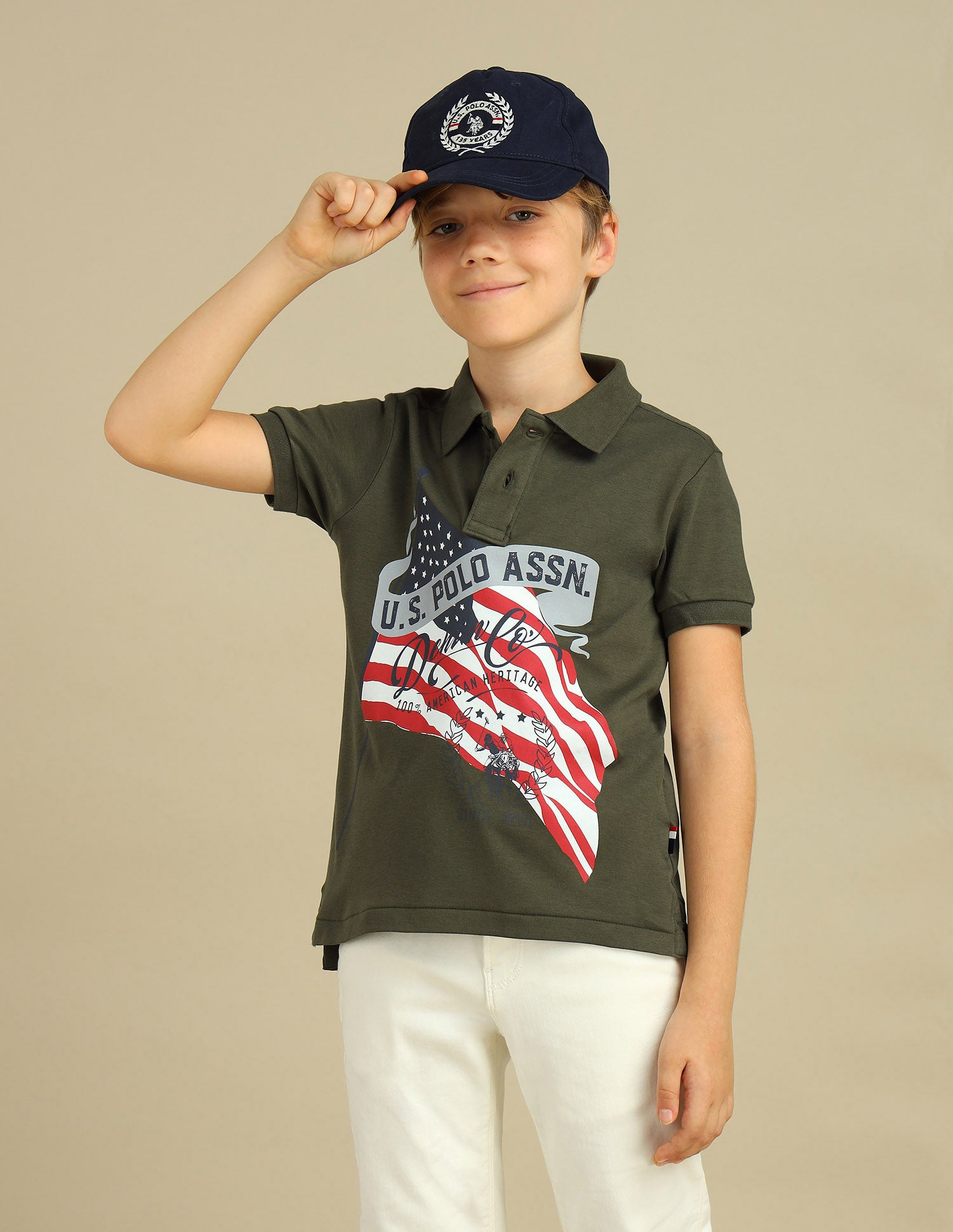 Boys Brand Printed Regular Fit Polo Shirt