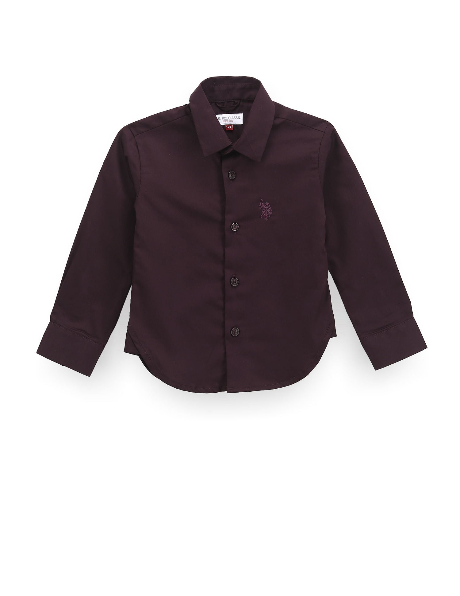 Pure Cotton Sateen Shirt Wine - U.S. Polo Assn. India | Large