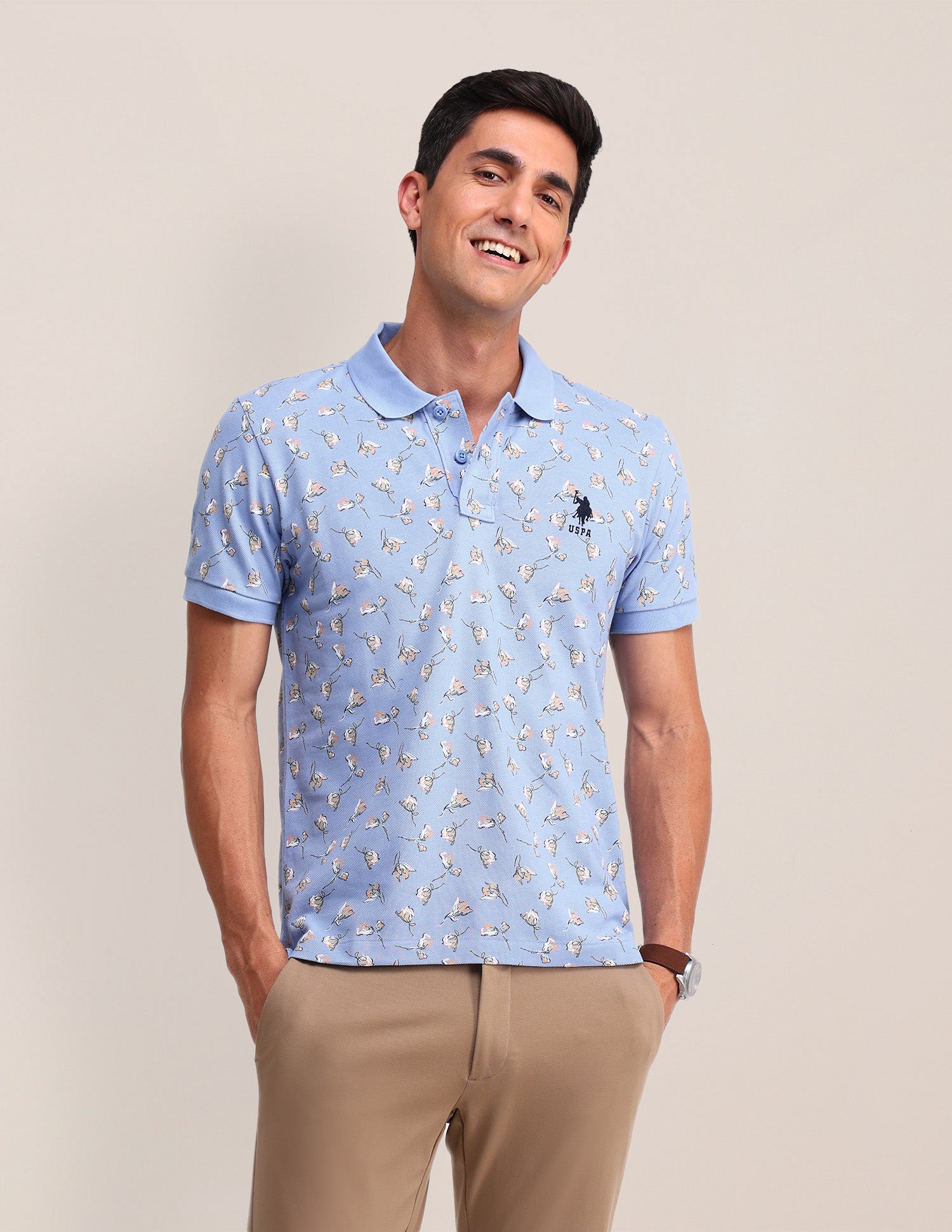Solid Slim Fit Polo Shirt Blue - U.S. Polo Assn. India | Large