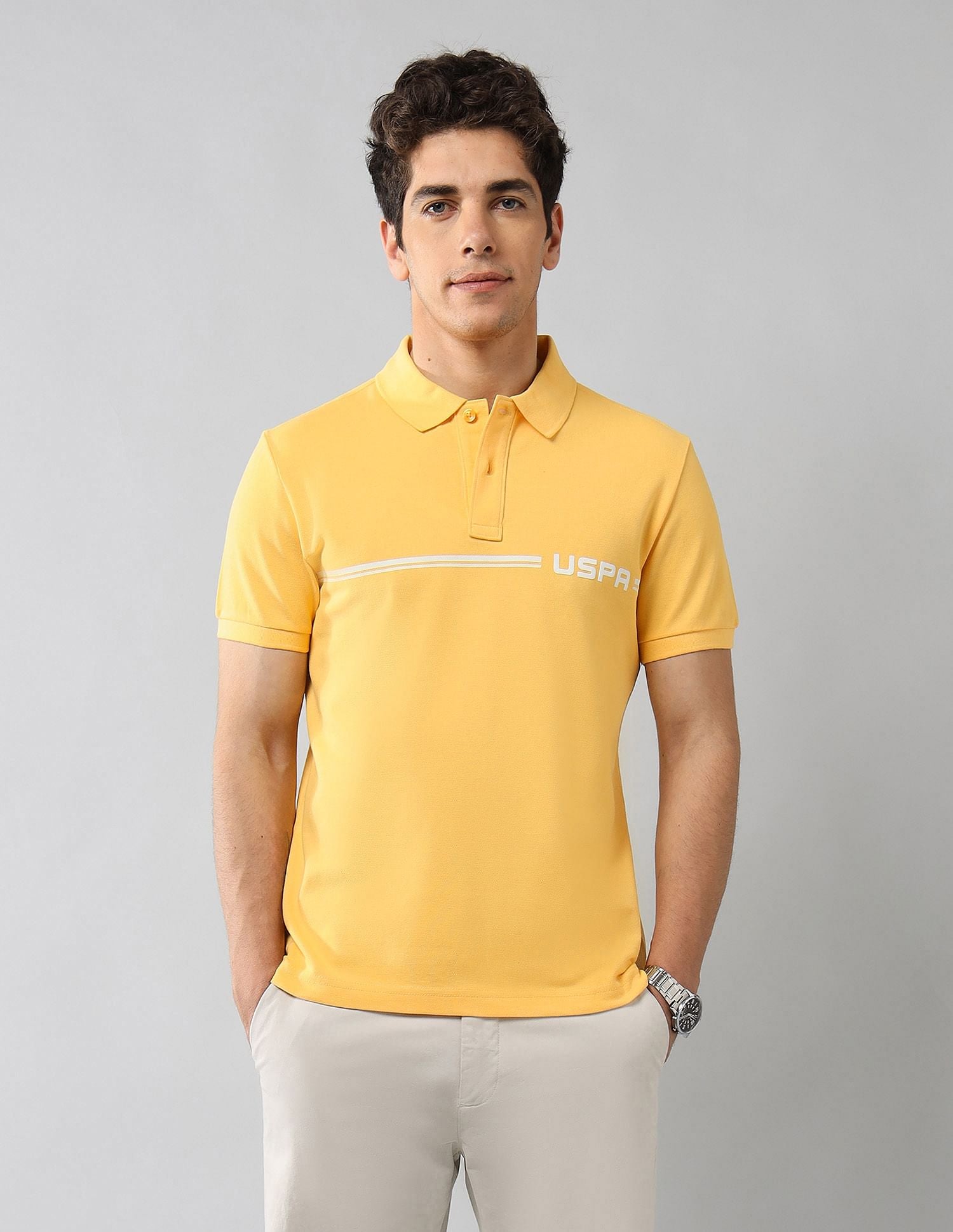 Brand Printed Muscle Fit Polo Shirt