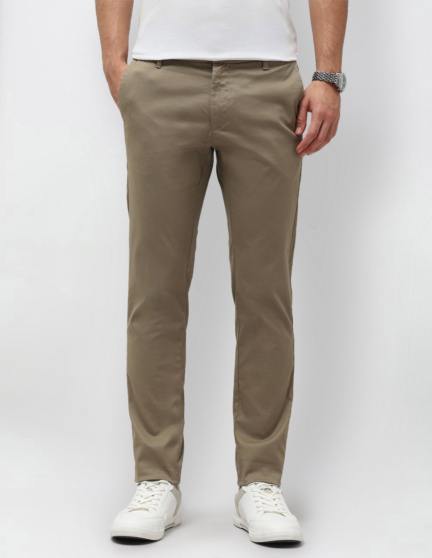 Slim Fit Satin Trousers Khaki - U.S. Polo Assn. India | Large