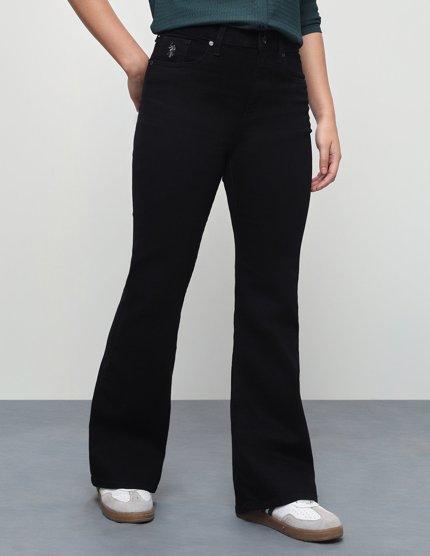 High Rise Flared Fit Jeans Jet Black - U.S. Polo Assn. India | Large