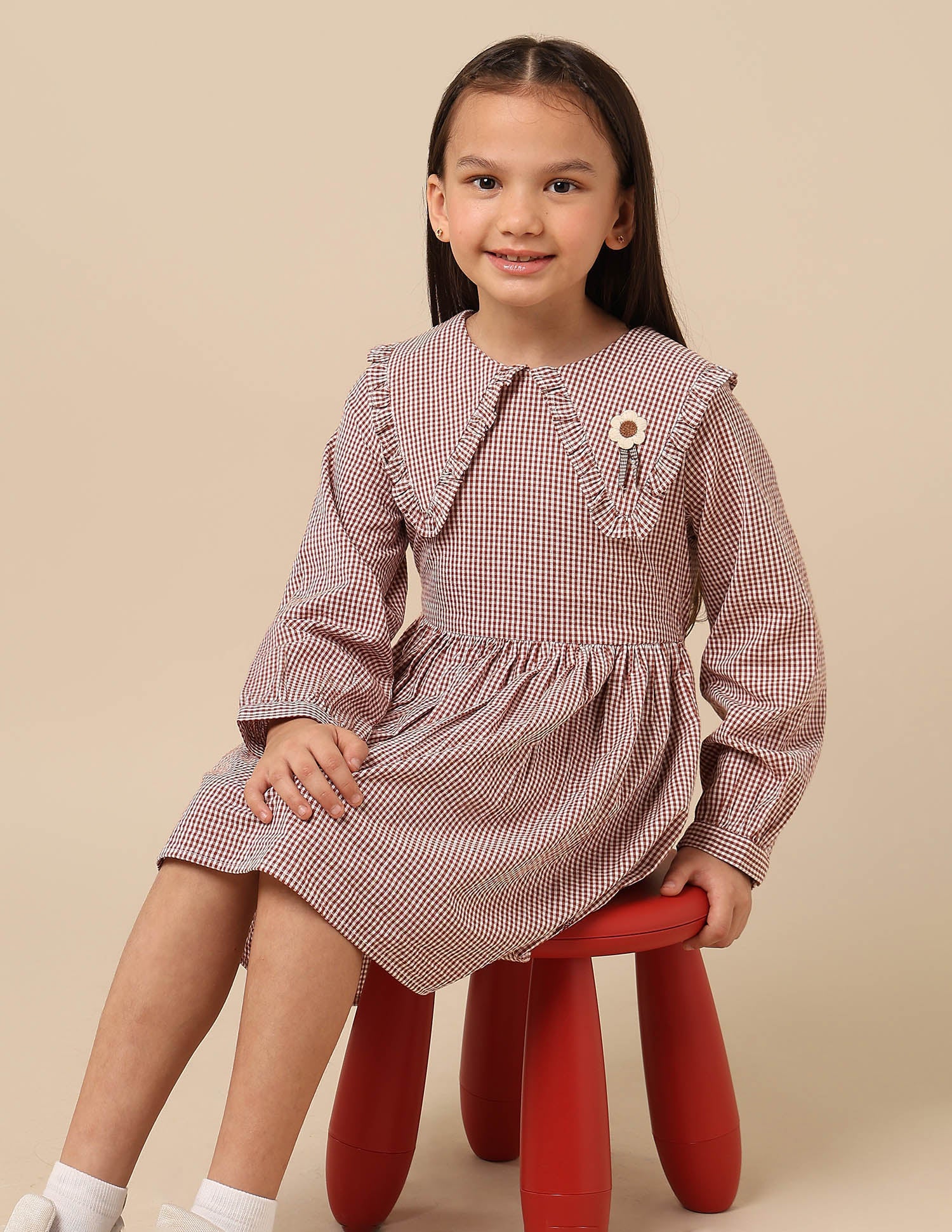 Girls Checked A-Line Dress