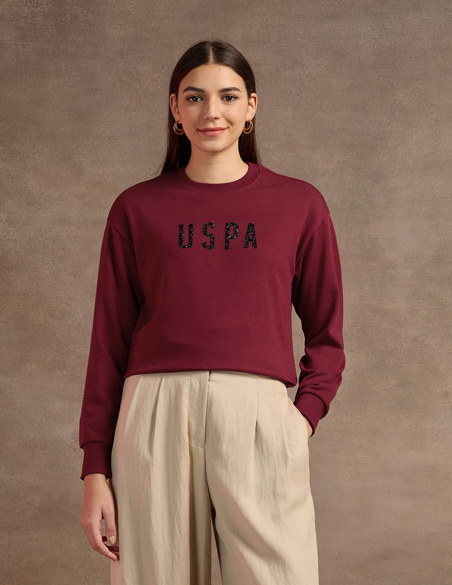 Drop Shoulder Studed Sweatshirt