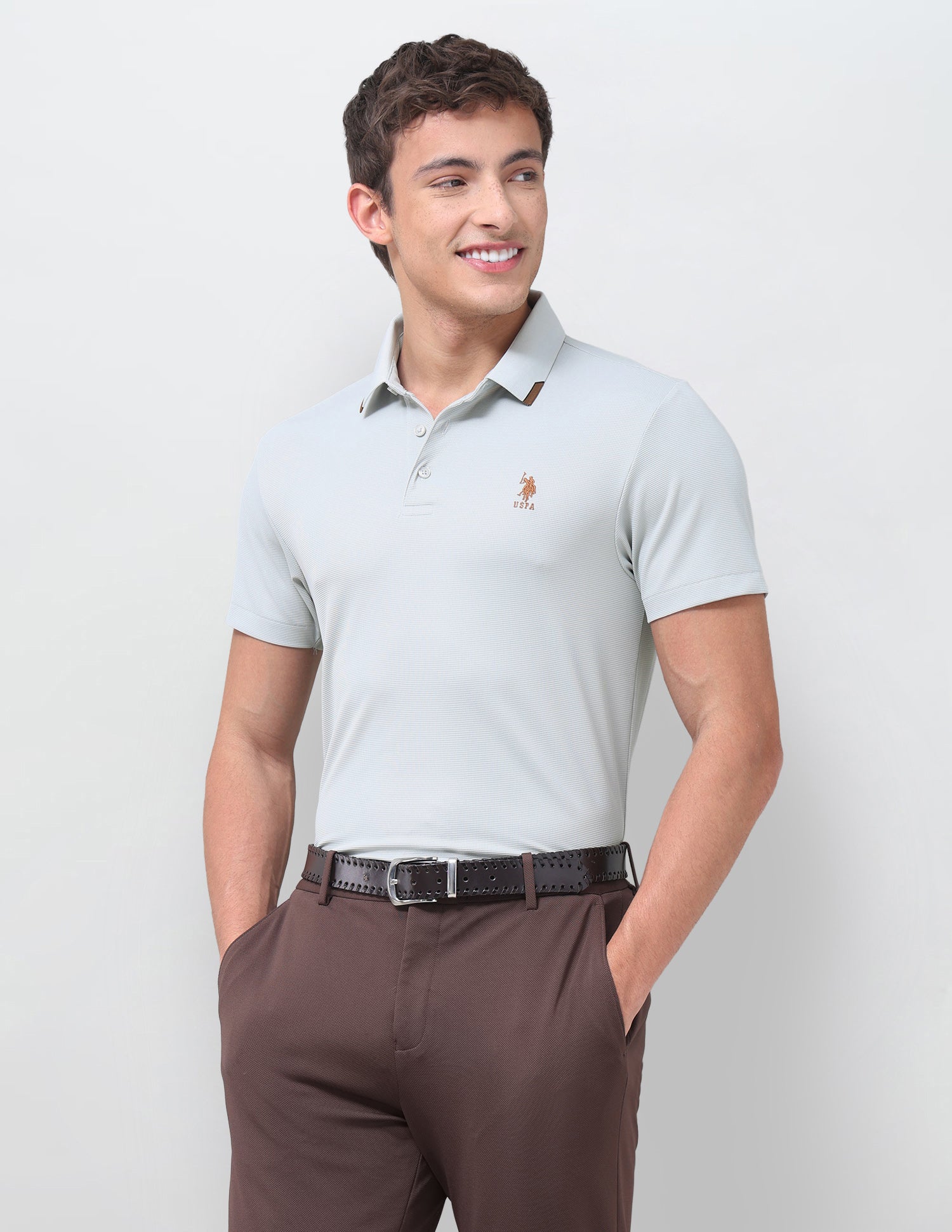 Textured Slim Fit Polo Shirt