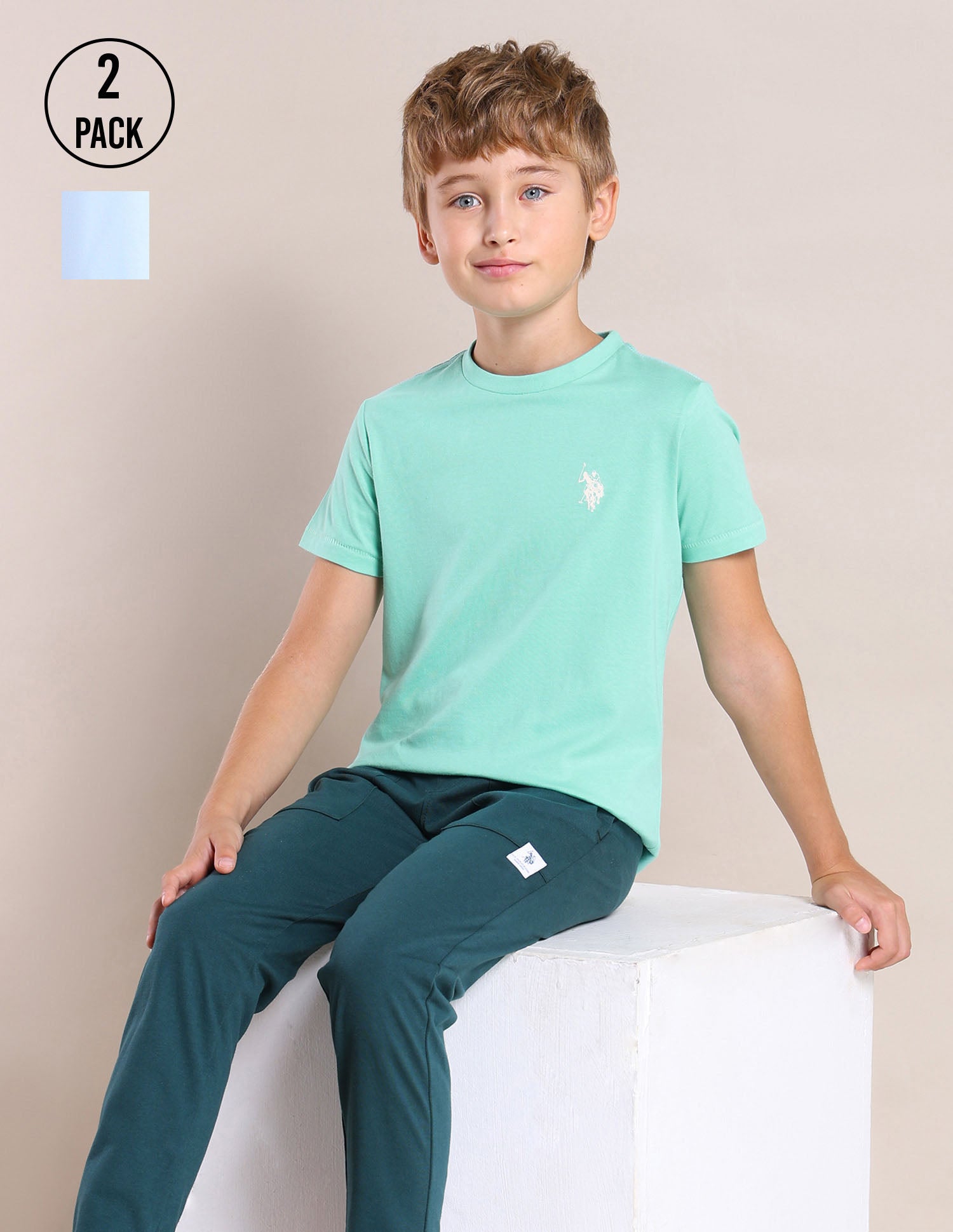 Boys Comfort Fit Solid T-Shirt - Pack Of 2