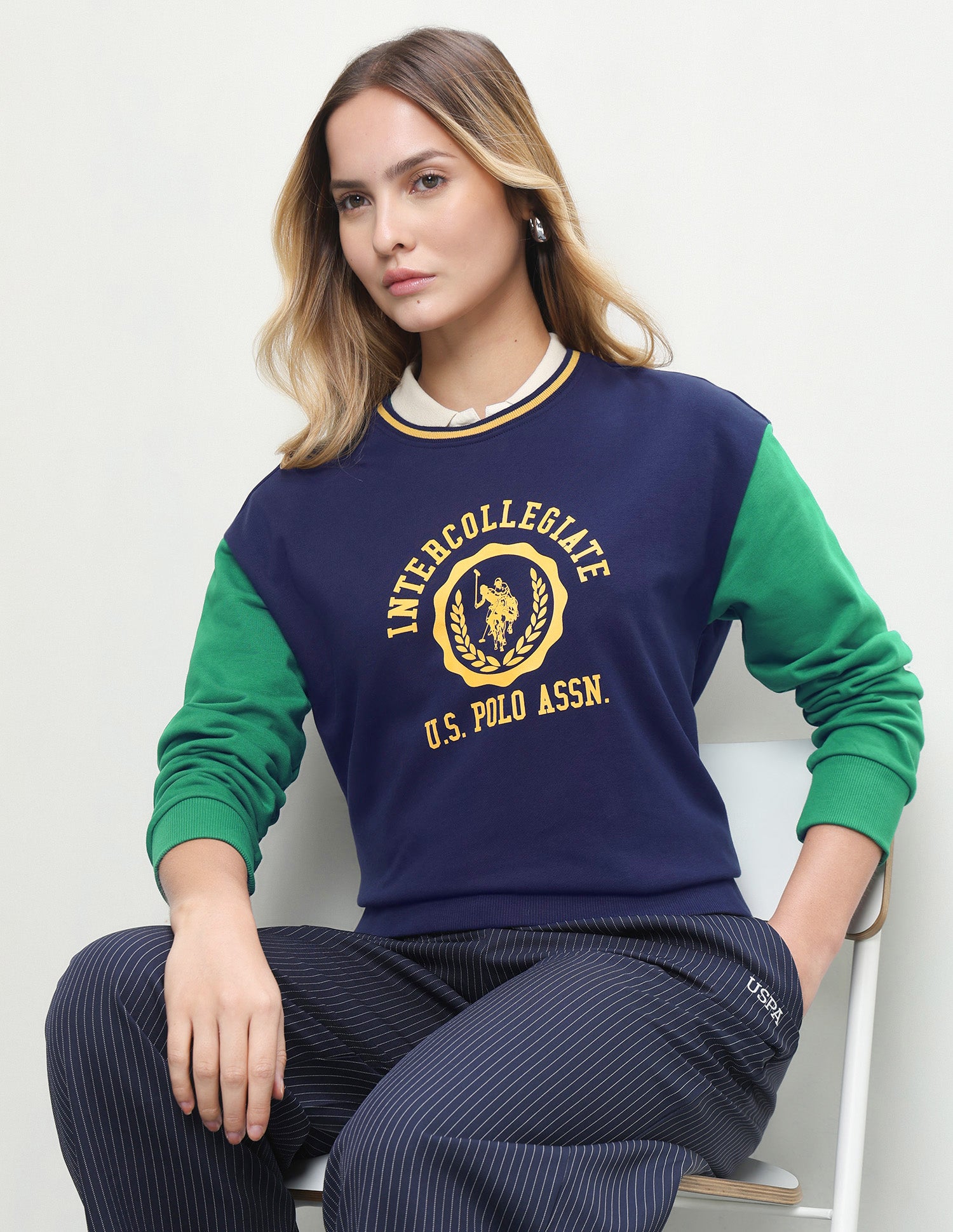 Colourblocked Relaxed Fit Sweatshirt Navy - U.S. Polo Assn. India | Large
