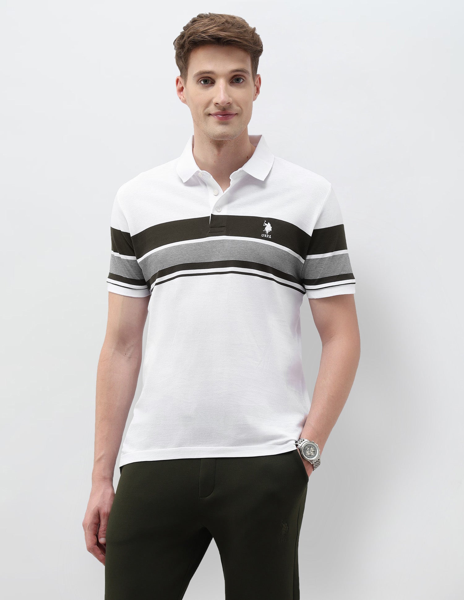 Horizontal Striped Slim Fit Polo Shirt