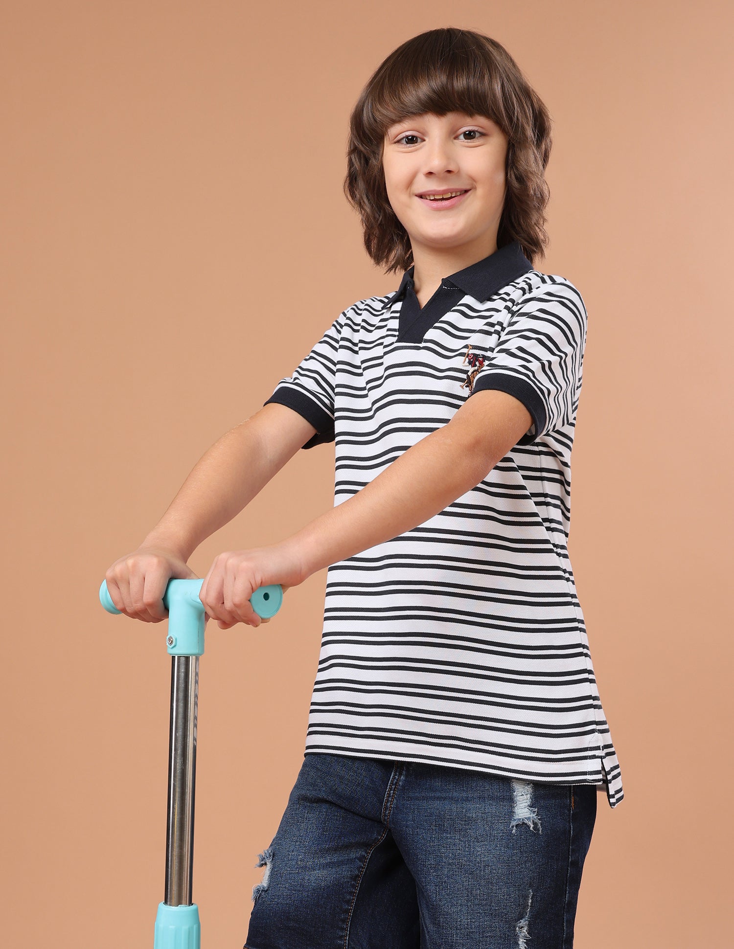 Horizontal Striped Regular Fit Polo Shirt Navy - U.S. Polo Assn. India | Large