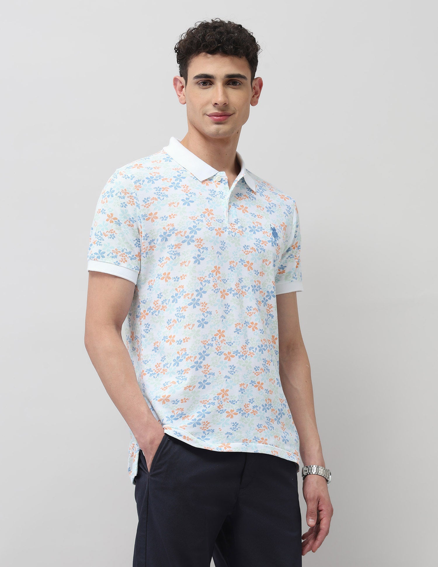 Pure Cotton Slim Fit Polo Shirt White - U.S. Polo Assn. India | Large