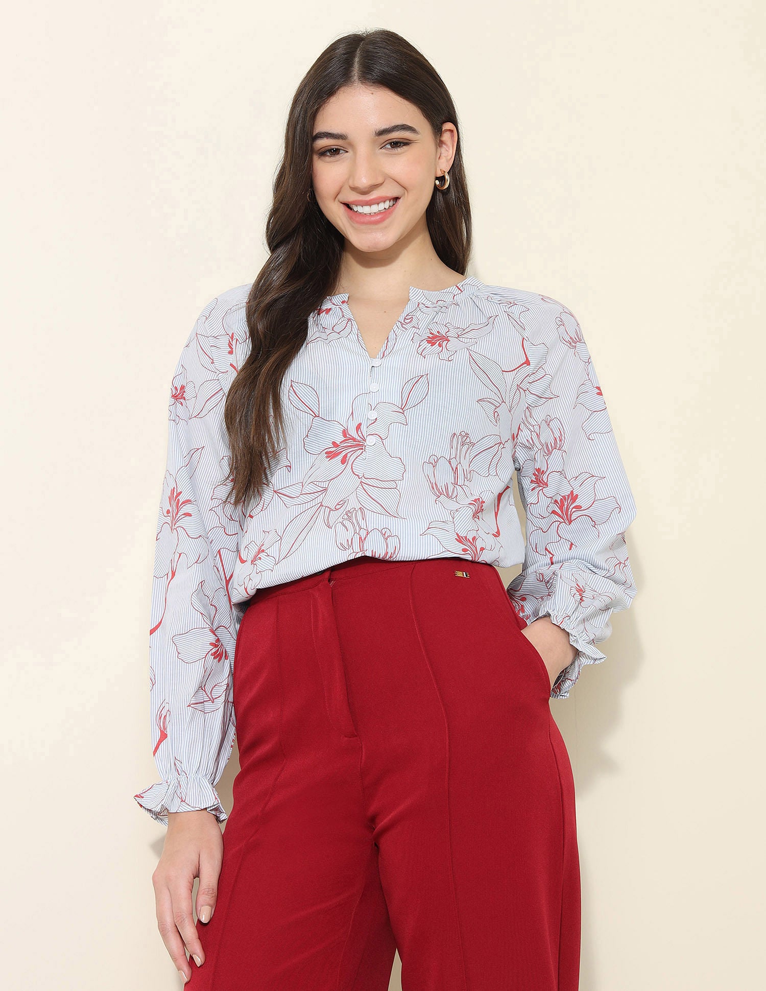 Floral Printed Tie-Up Top