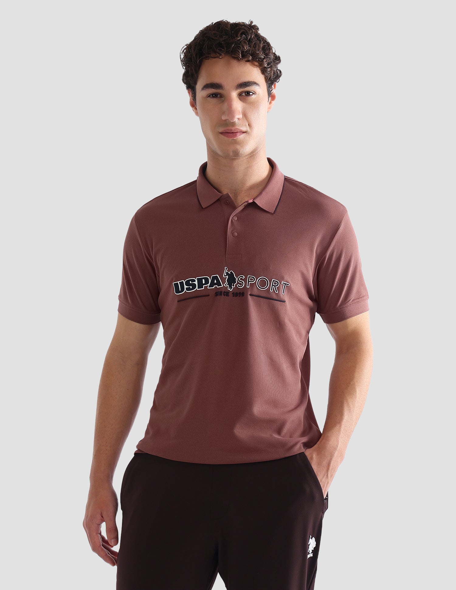 Brand Embossed Slim Fit Active Polo Shirt