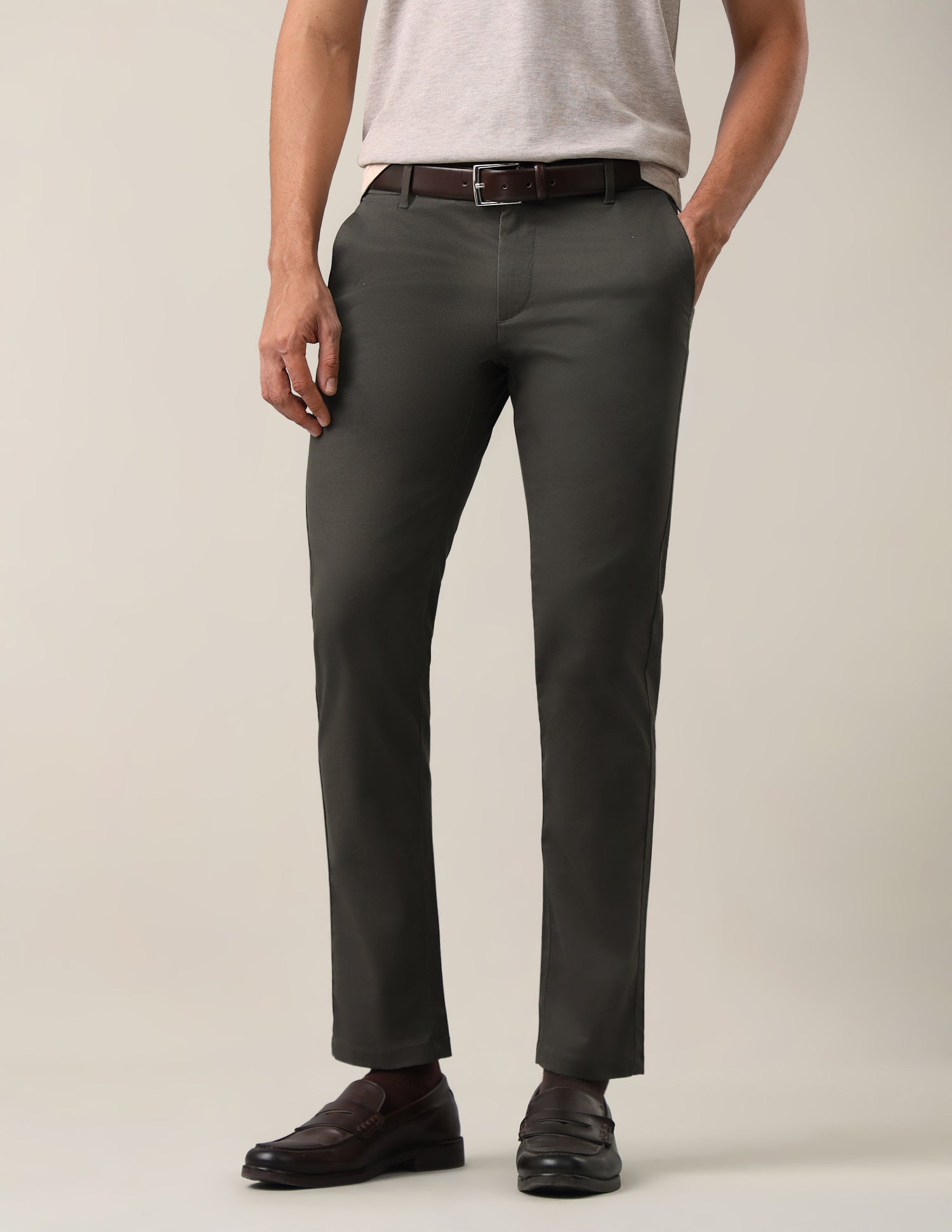 Twill Denver Slim Fit Trousers Dark Olive - U.S. Polo Assn. India | Large