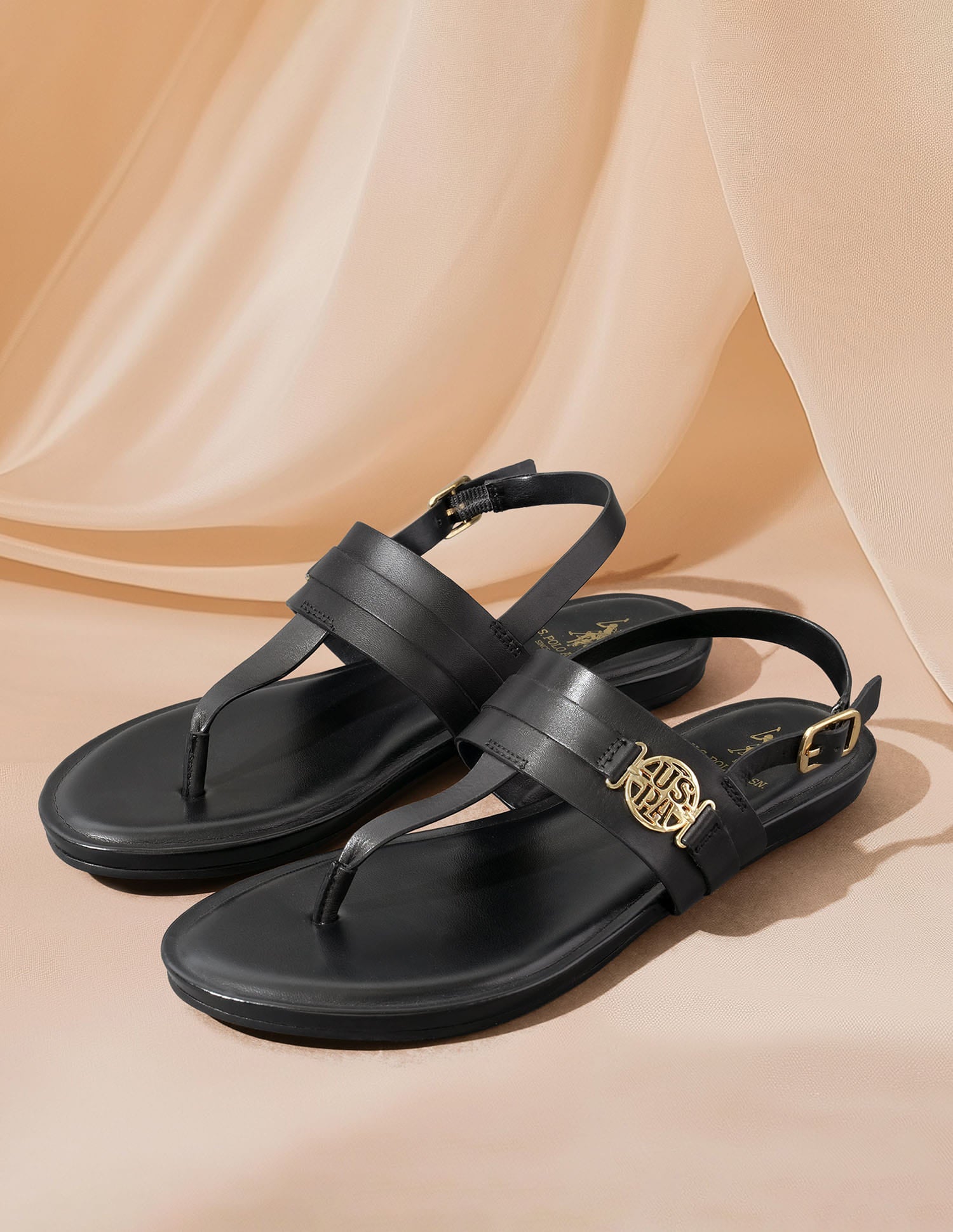 Women Ivy Solid Flats Black - U.S. Polo Assn. India | Large