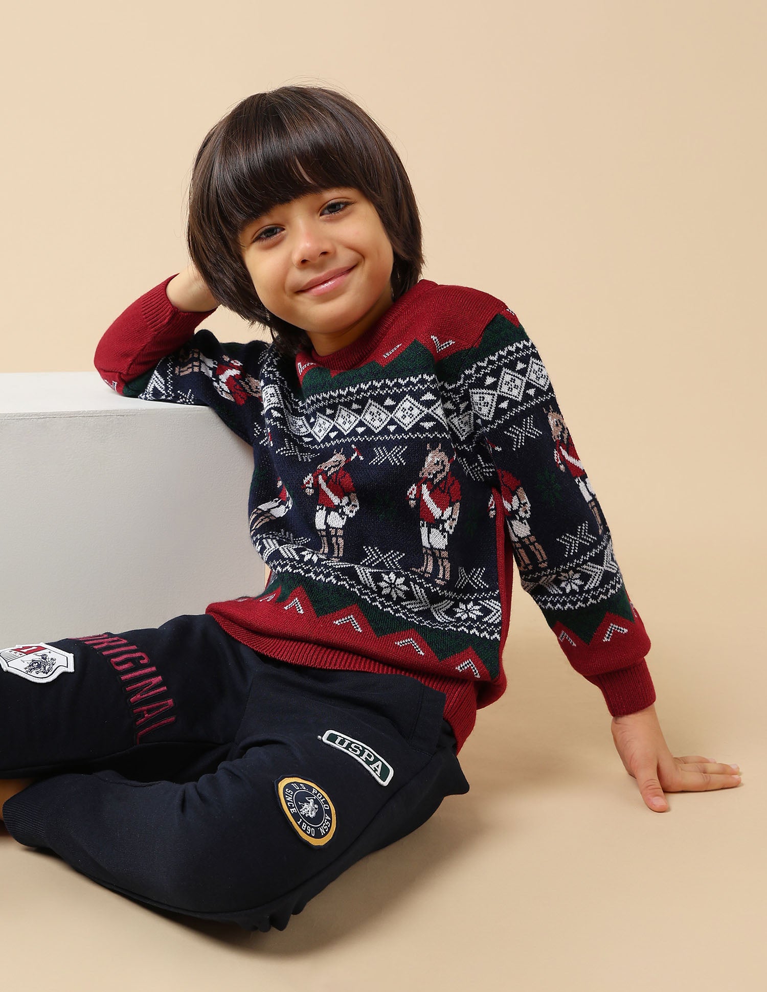 Boys Graphic Patterned Knit Sweater