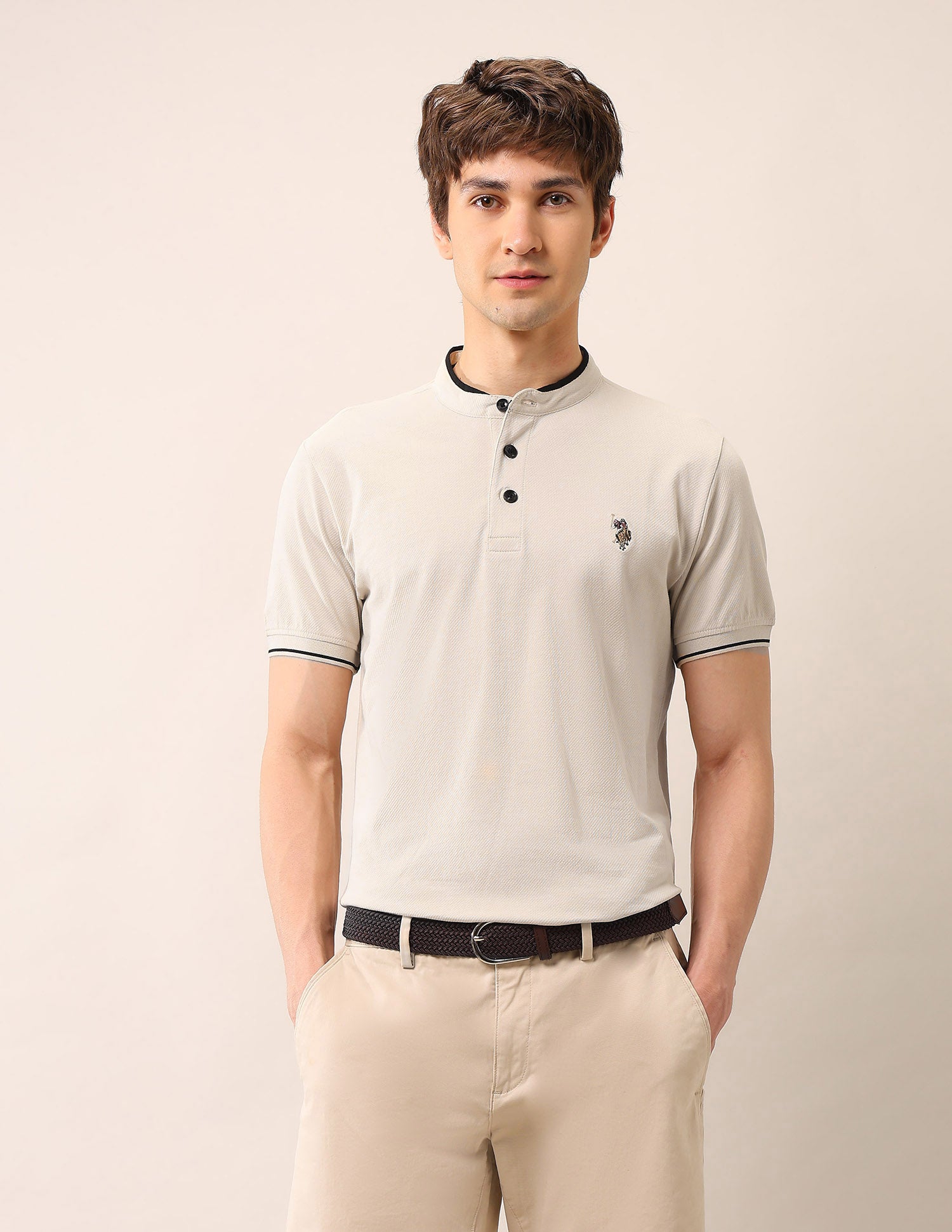 Muscle Fit Pure Cotton Polo Shirt Beige - U.S. Polo Assn. India | Large
