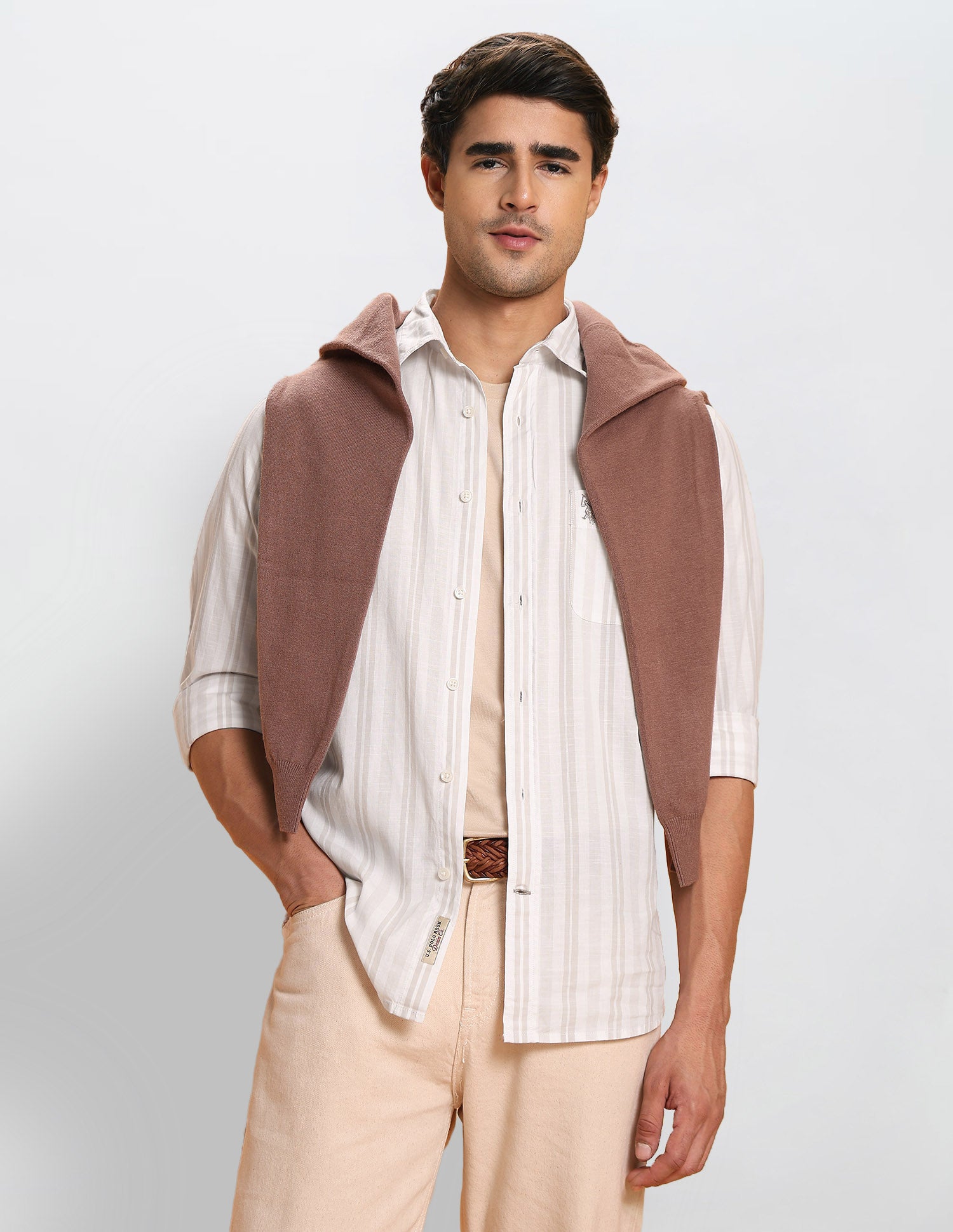 Slim Fit Vertical Striped Shirt