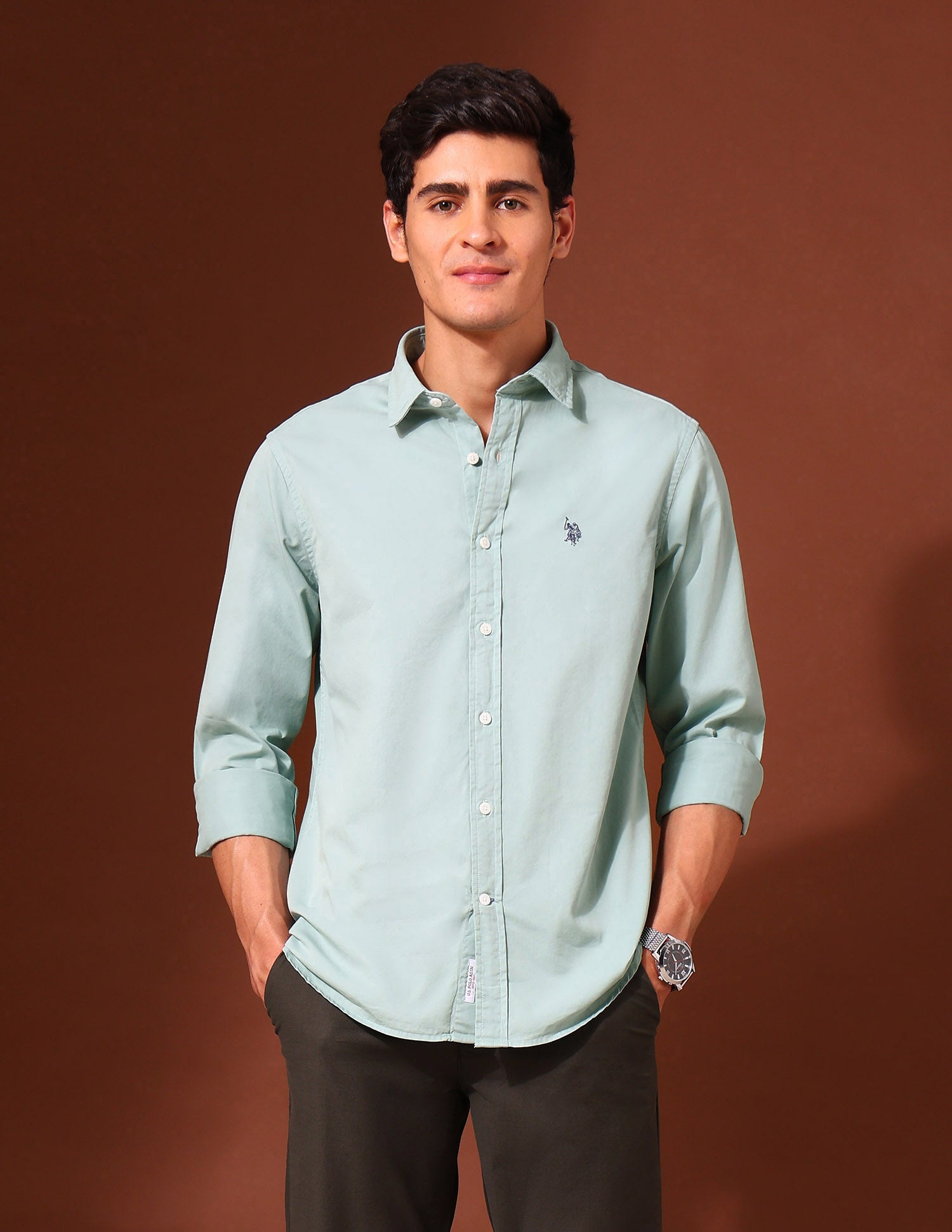 Pure Cotton Tailored Fit Twill Shirt
