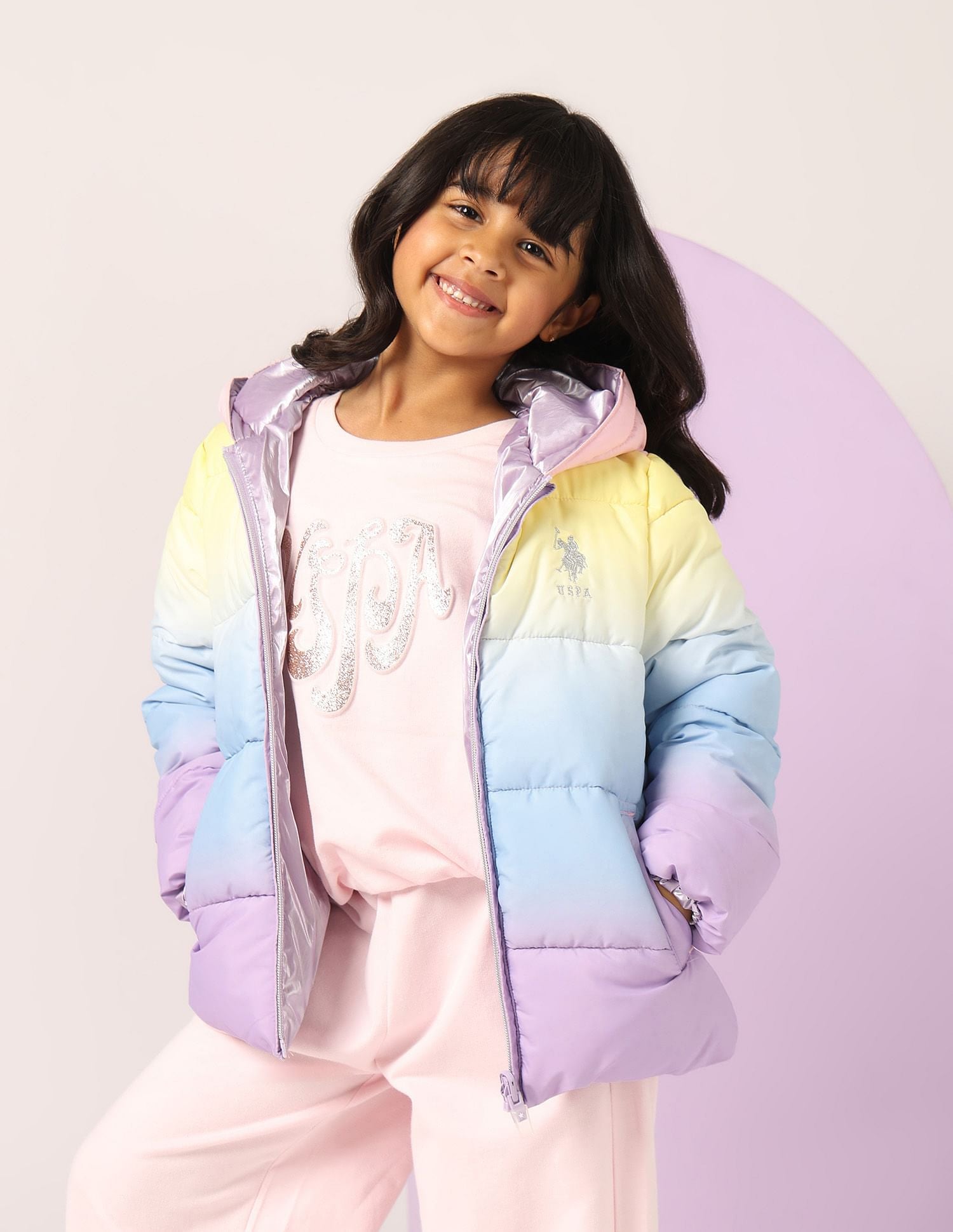 Girls Hooded Ombre Jacket