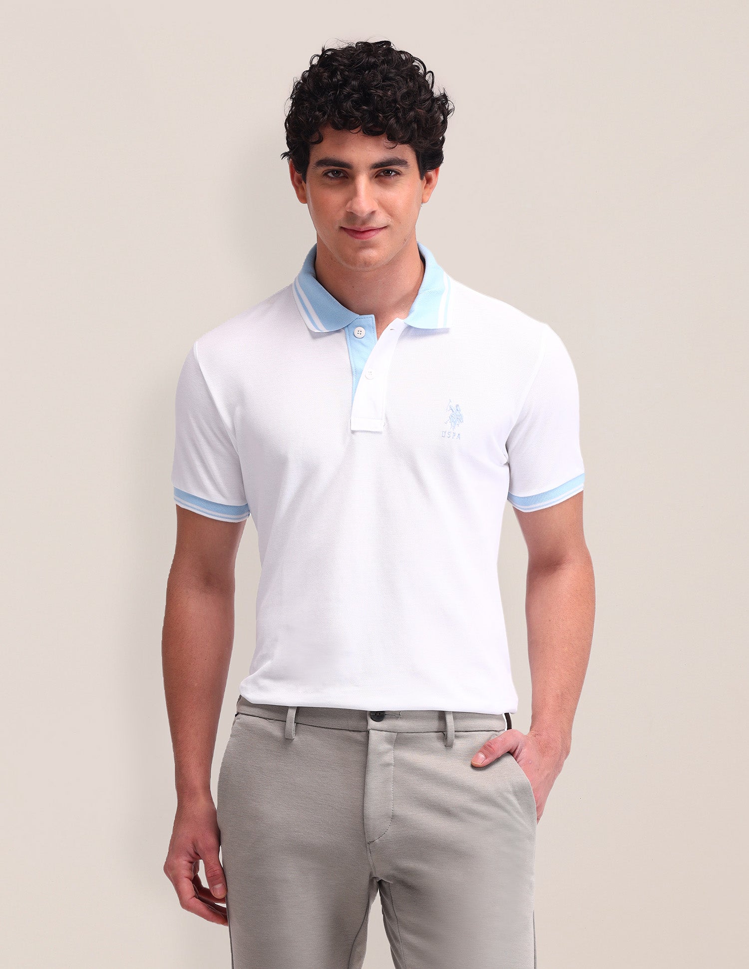 Cotton Slim Fit Polo Shirt White - U.S. Polo Assn. India | Large