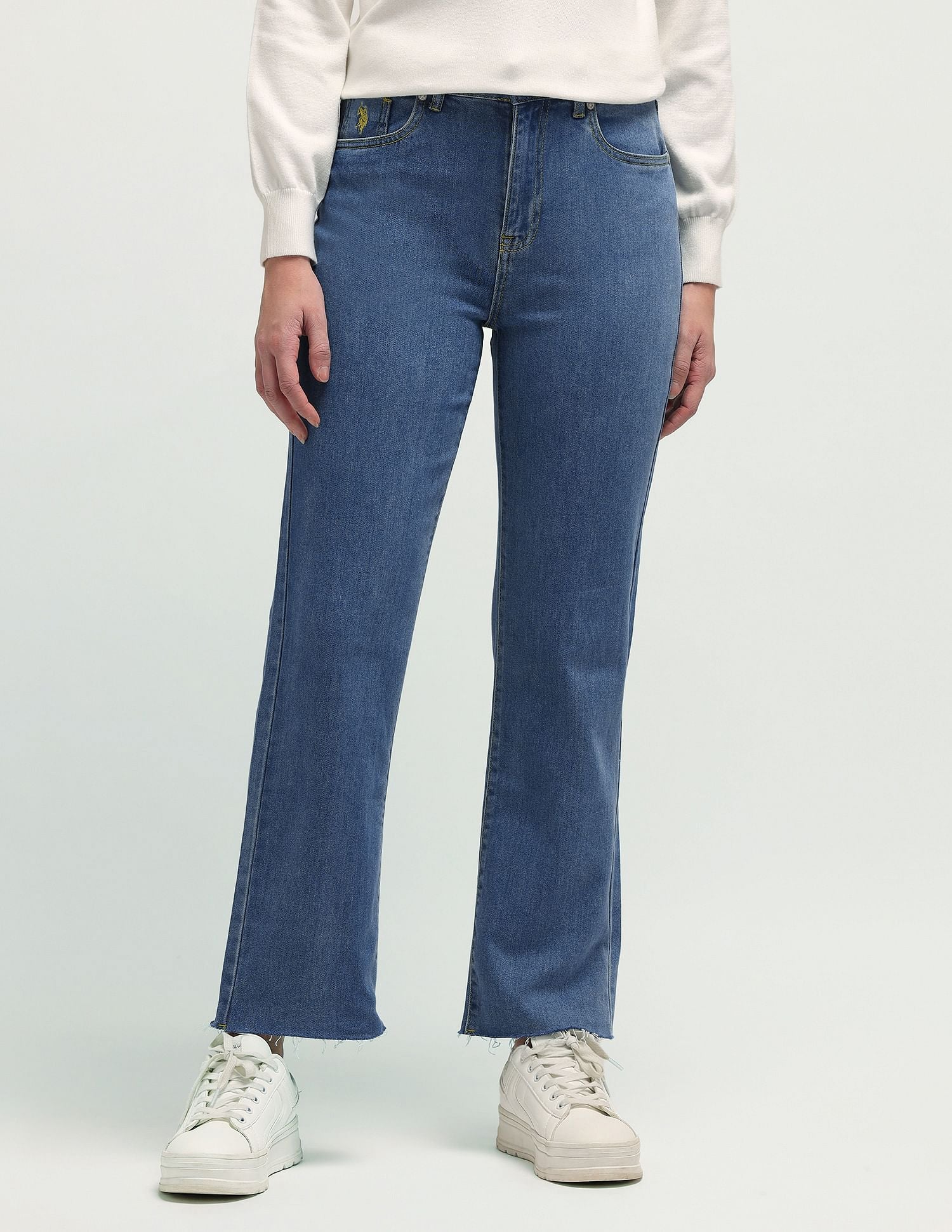 High Rise Straight Fit Jeans