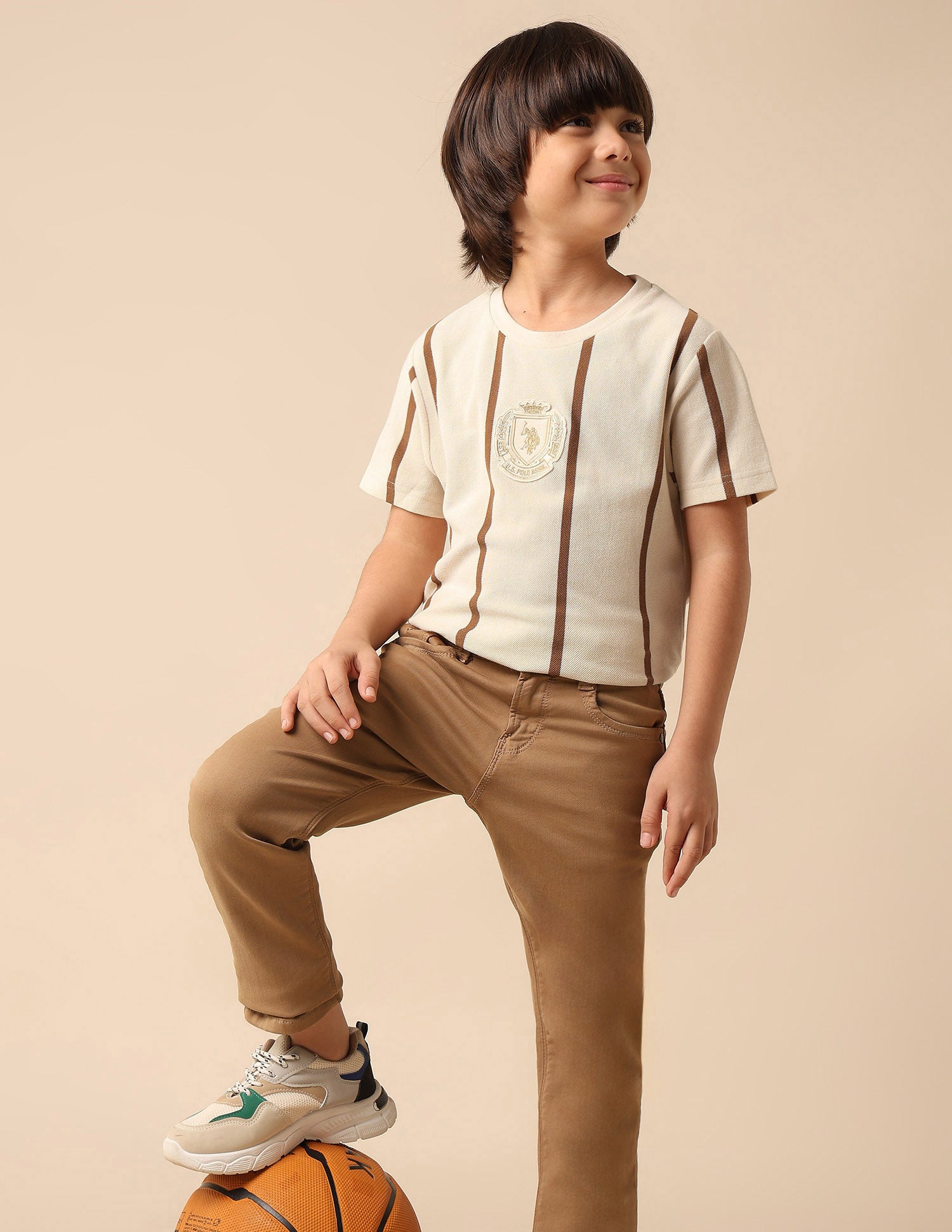 Boys Vertical Striped Pure Cotton T Shirt