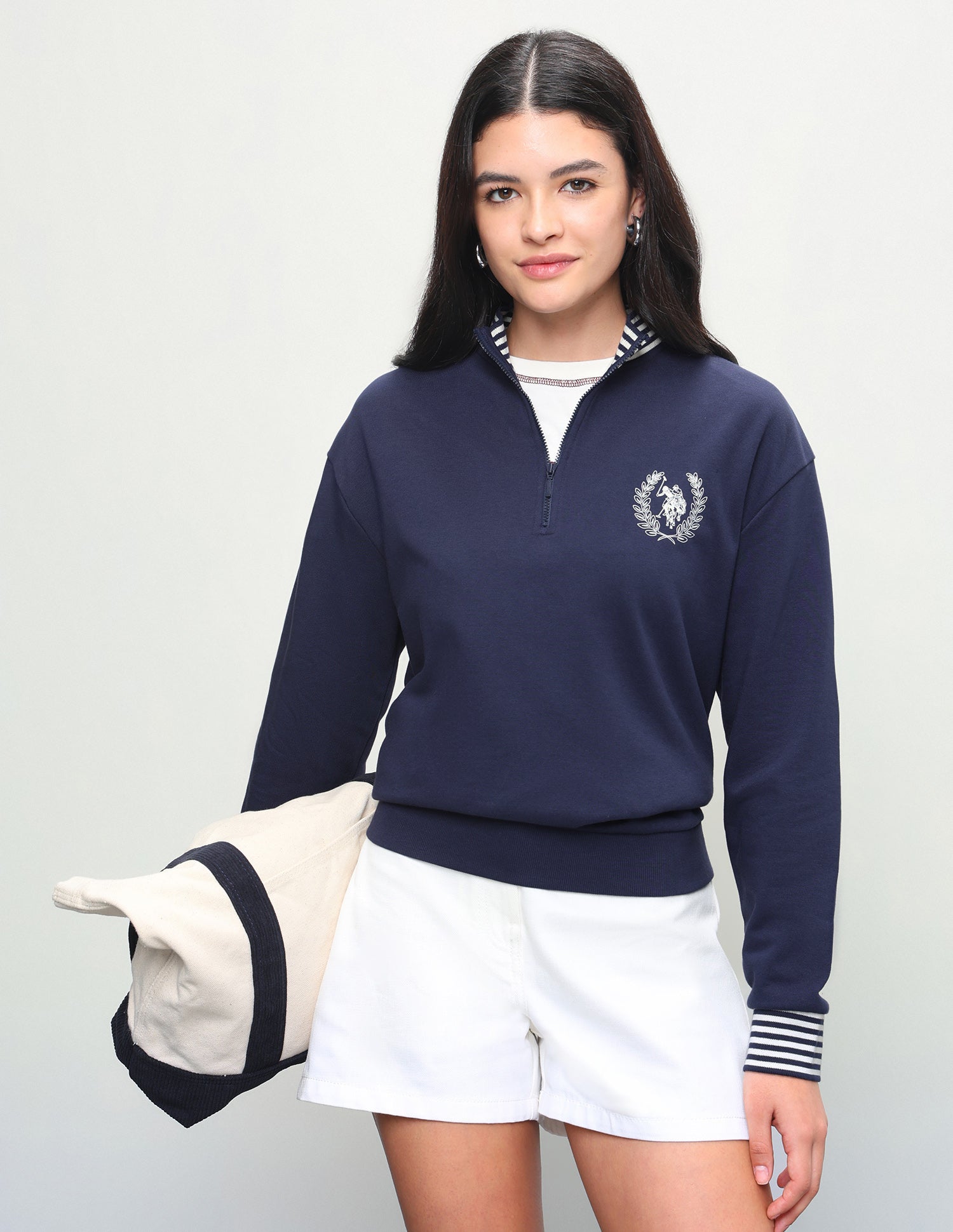 Solid Regular Fit Zipper Sweatshirt