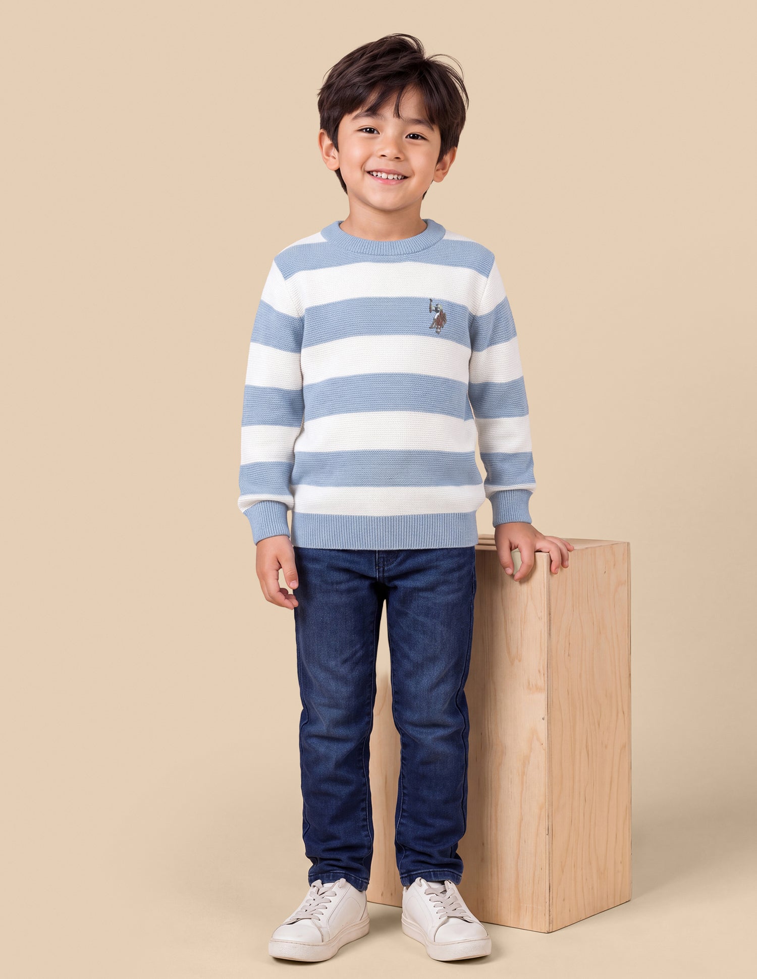 Horizontal Striped Regular Fit Sweater Light Blue - U.S. Polo Assn. India | Large