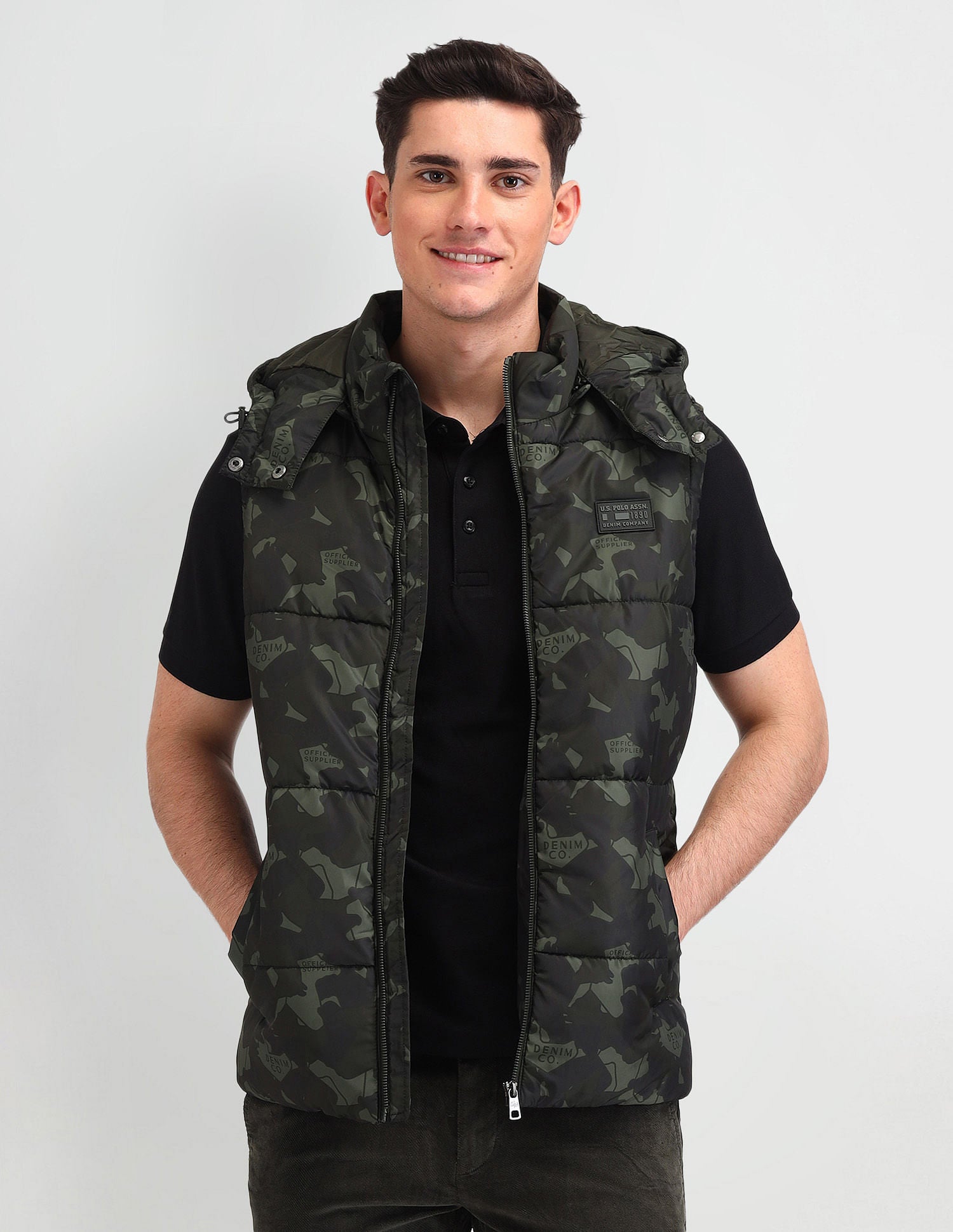 Camouflage Print Regular Fit Jacket