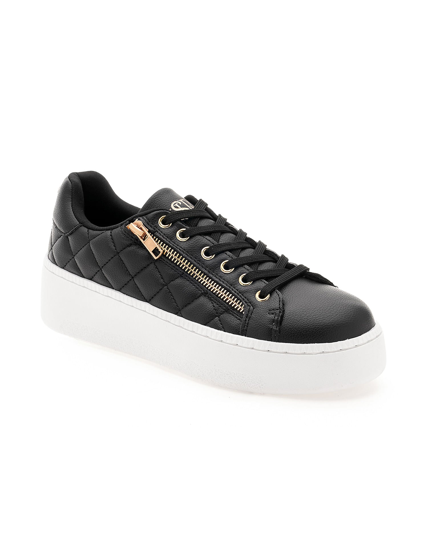 Women Textured Gabriella Metallic Logo Sneakers Black - U.S. POLO ASSN. | Large