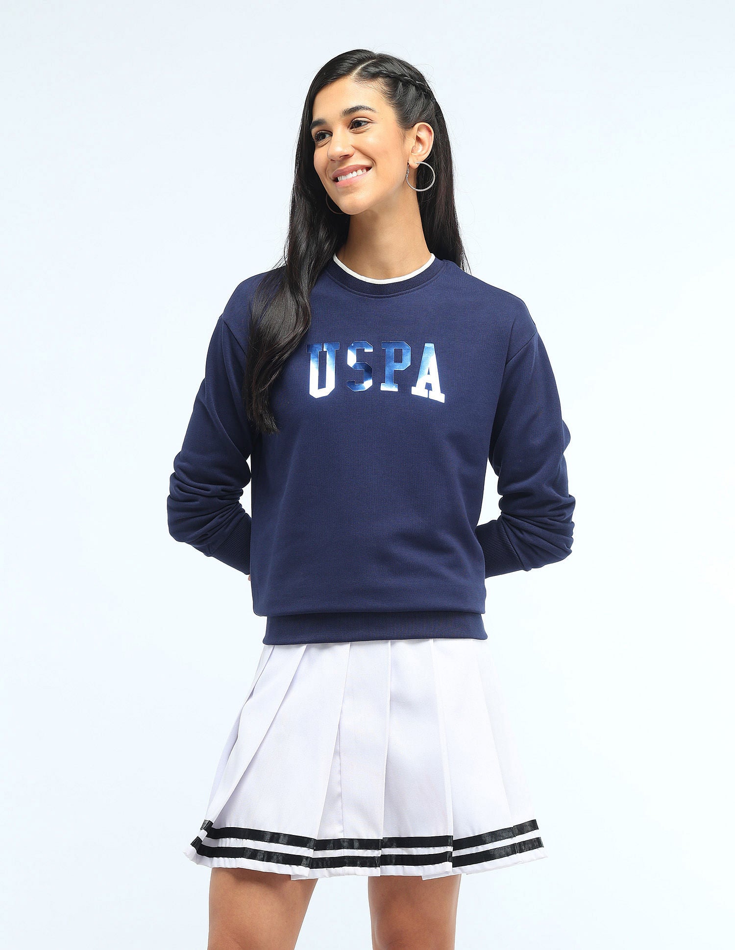 Brand Printed Regular Fit Sweatshirt Navy - U.S. POLO ASSN. | Large
