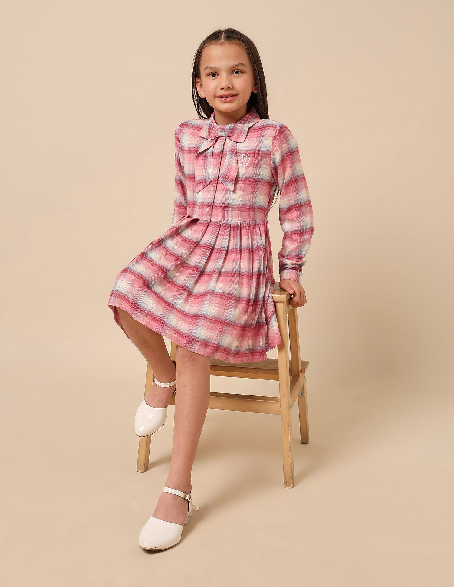Girls Checked Shirt Dress