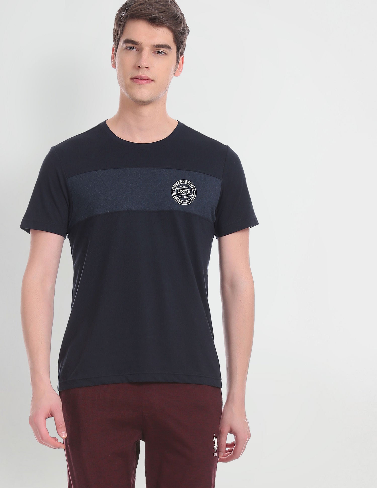 Crew Neck Colour Block I681 Lounge T-Shirt - Pack Of 1 Navy - U.S. POLO ASSN. | Large