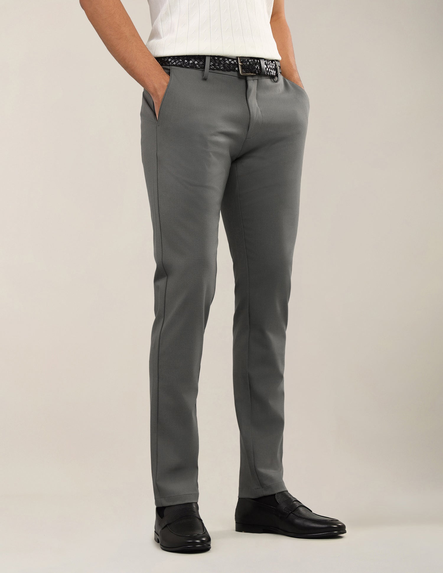 Super Slim Fit Satin Trousers Sage - U.S. Polo Assn. India | Large