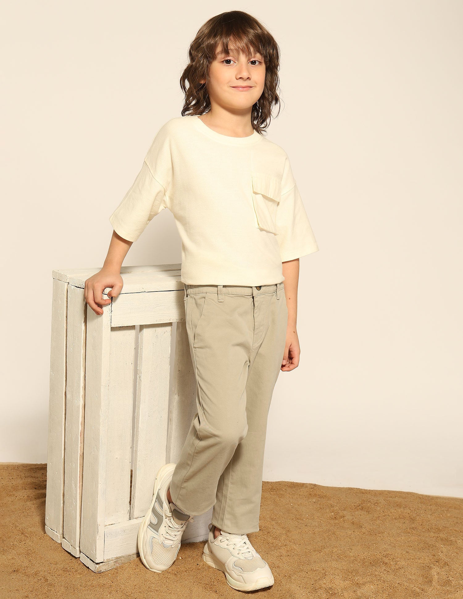 Boys Pure Cotton Twill Trousers Khaki - U.S. POLO ASSN. | Large