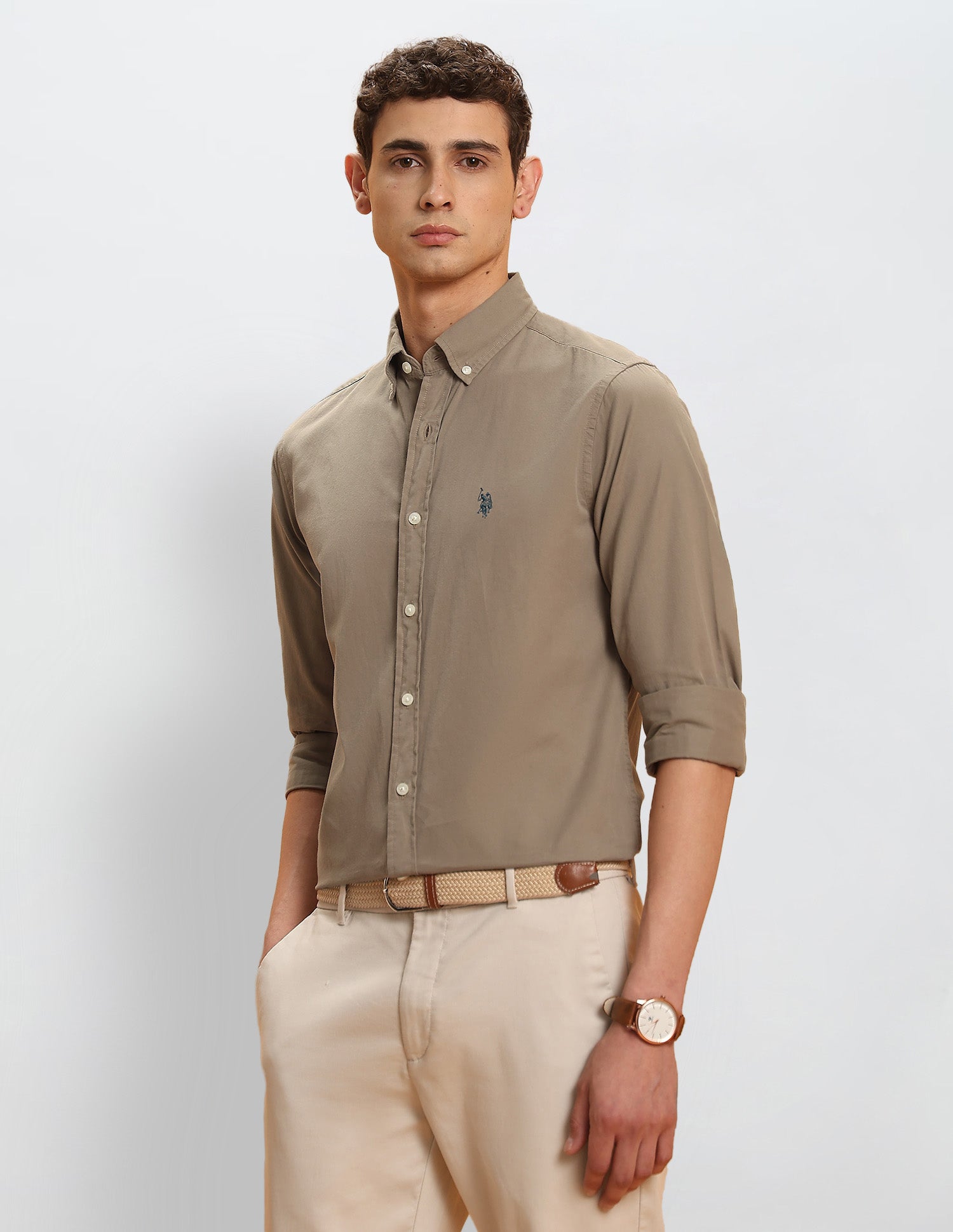 Solid Button-Down Shirt