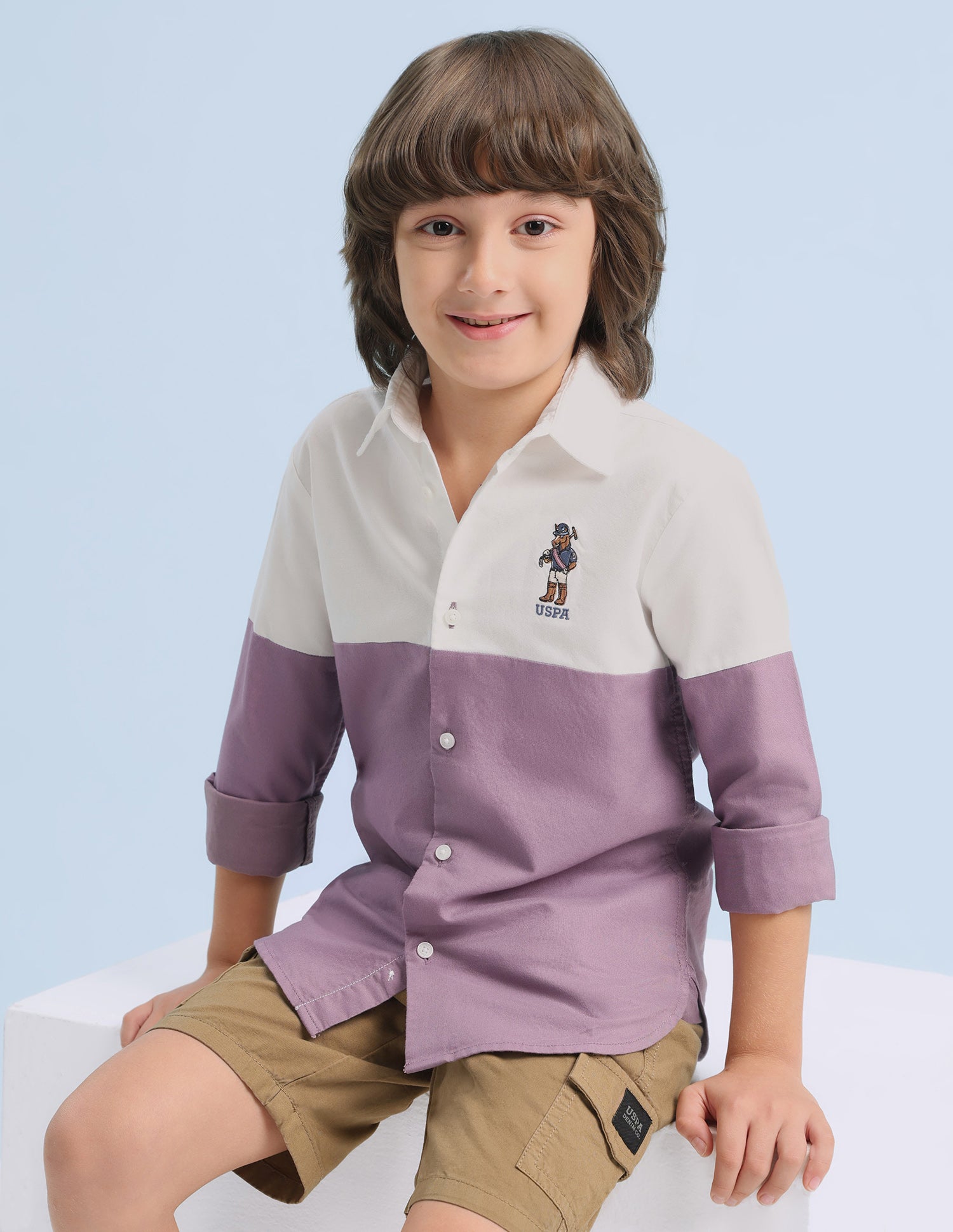 Colourblocked Oxford Shirt Light Purple - U.S. Polo Assn. India | Large