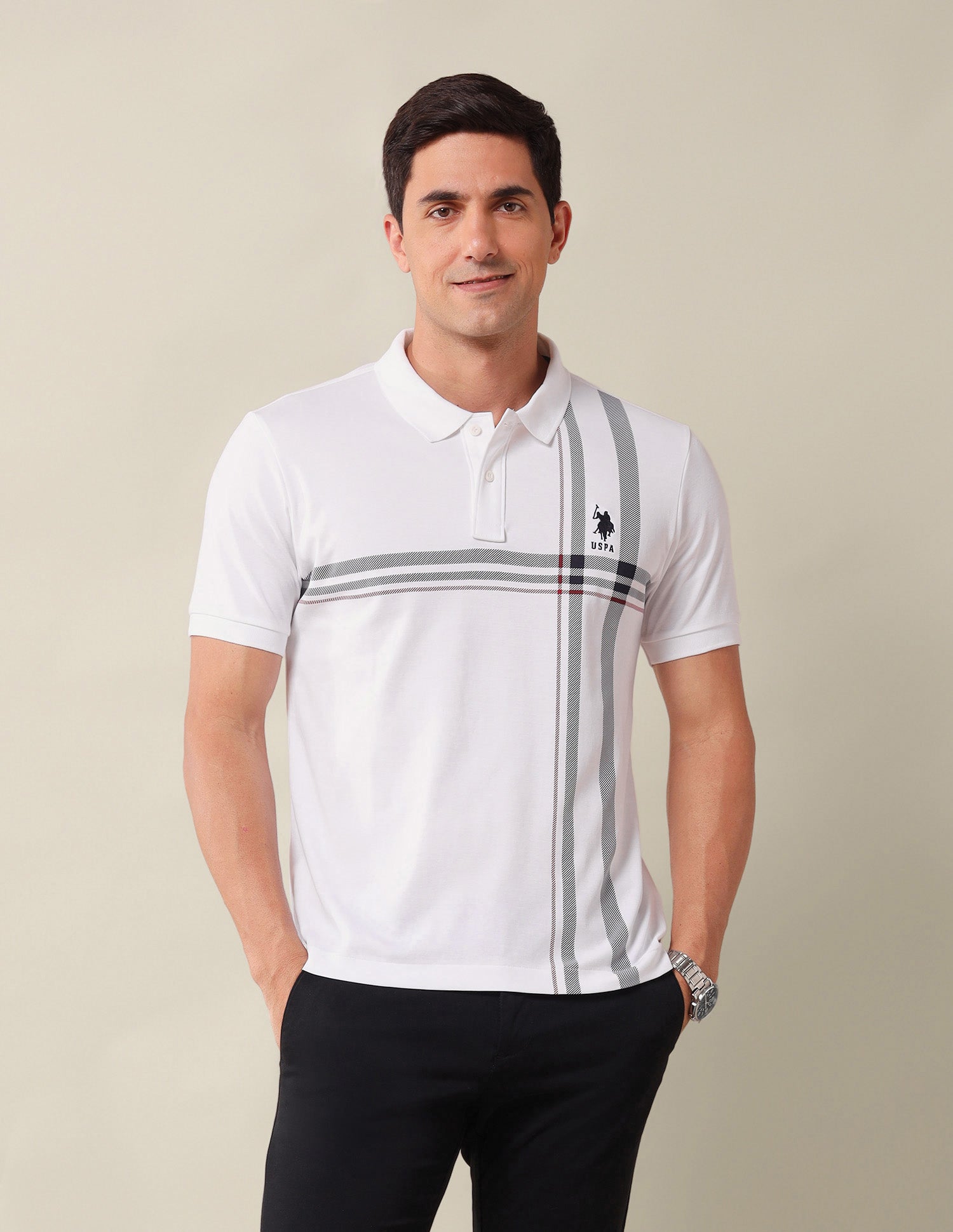 Horizontal Striped Slim Fit Polo Shirt