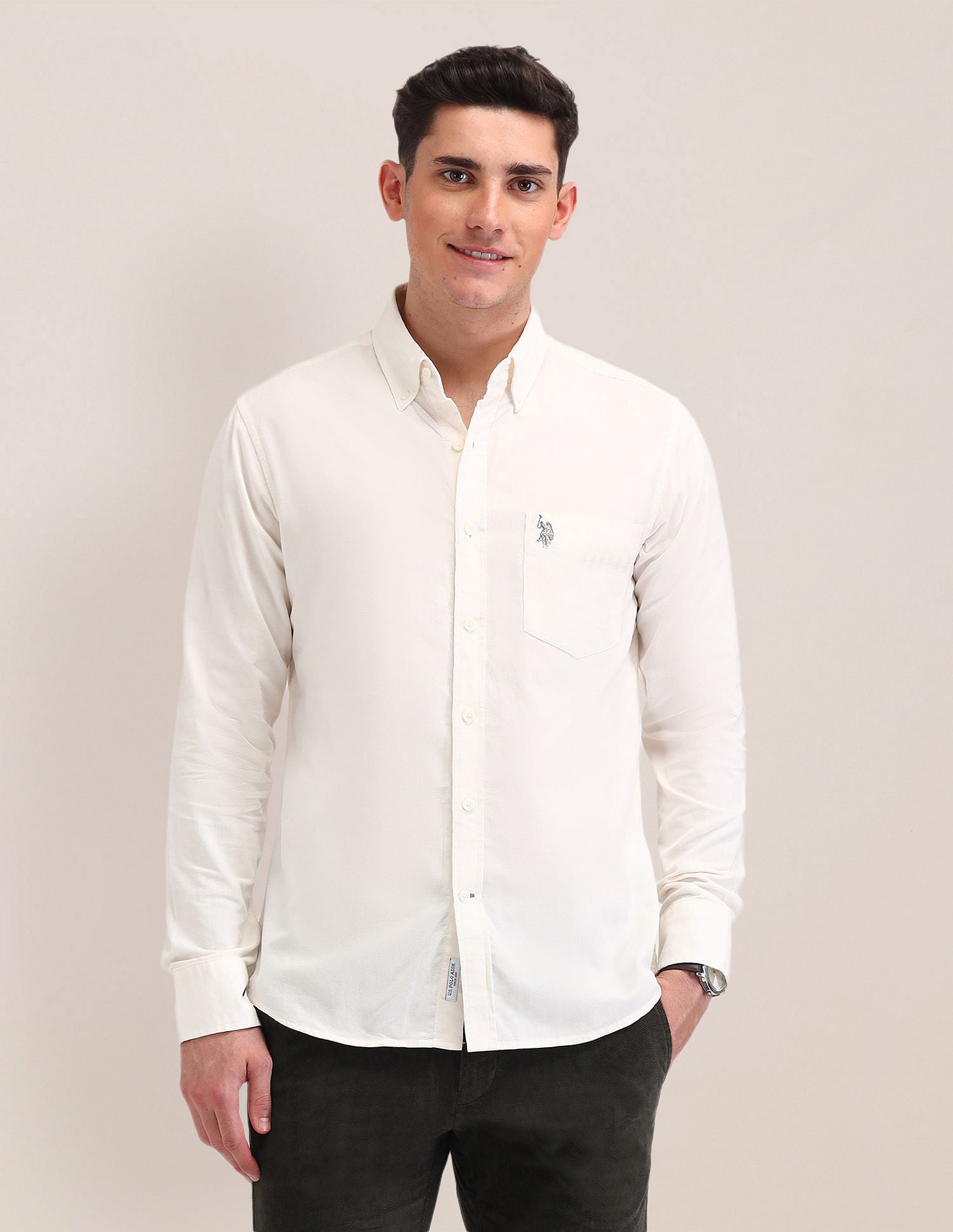 Tailored Fit Button Down Shirt White - U.S. Polo Assn. India | Large