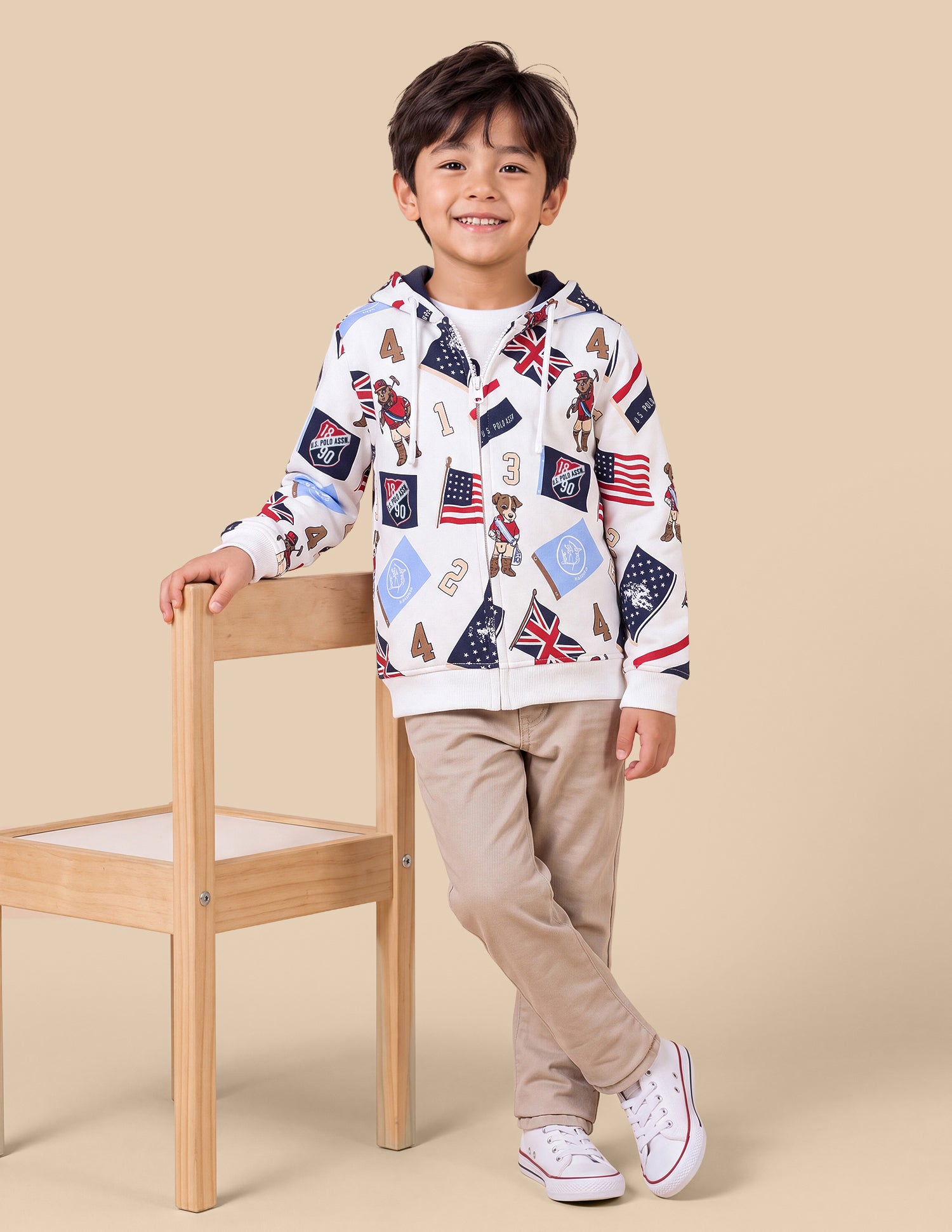Graphic Brand Printed Regular Fit Sweatshirt White - U.S. Polo Assn. India | Large