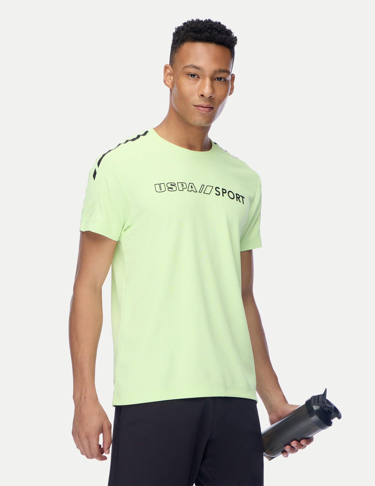 Brand Embossed Regular Fit Active T-Shirt Lime-Green - U.S. Polo Assn. India | Large