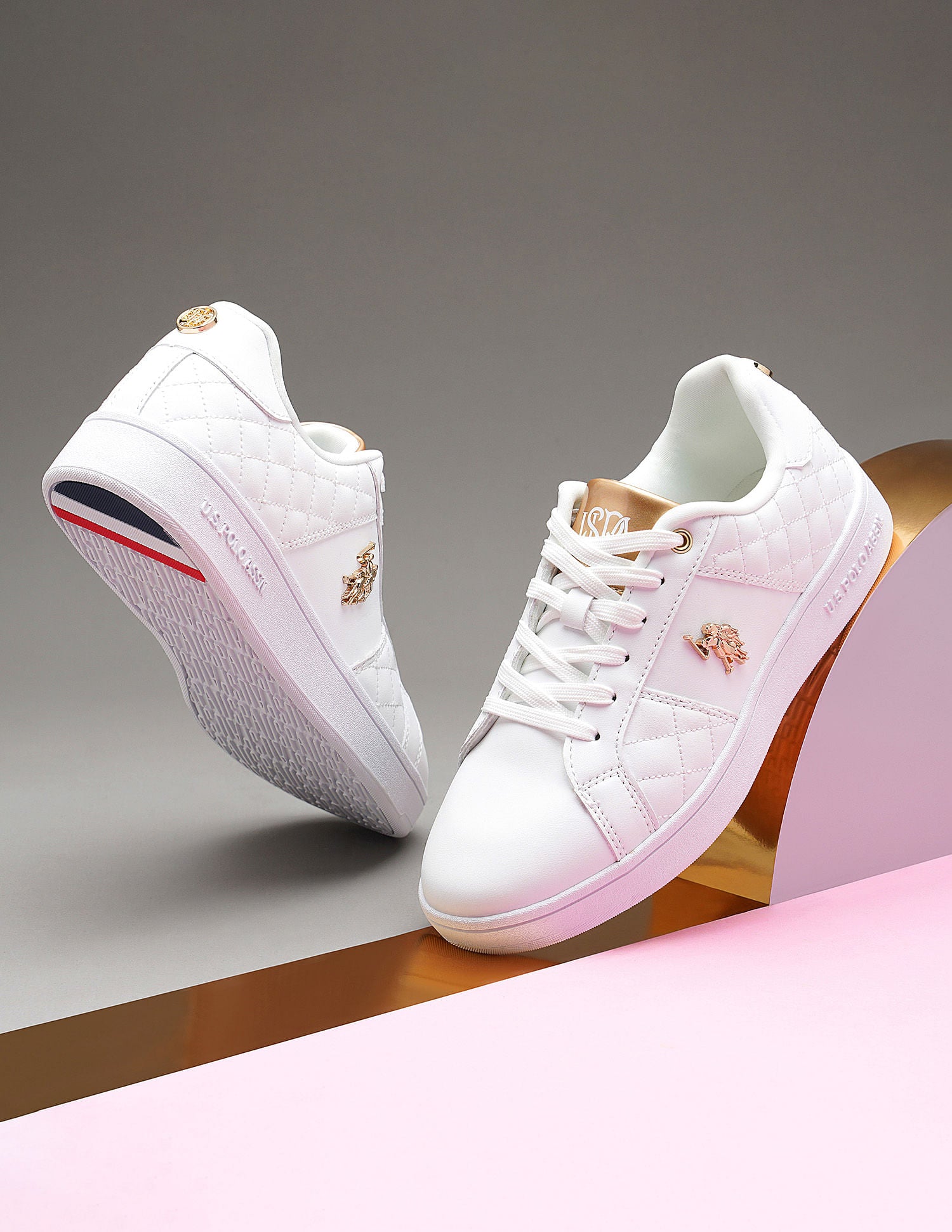 Buy Women Quilted Logo Simone 2.0 Sneakers White|U.S. Polo Assn. India