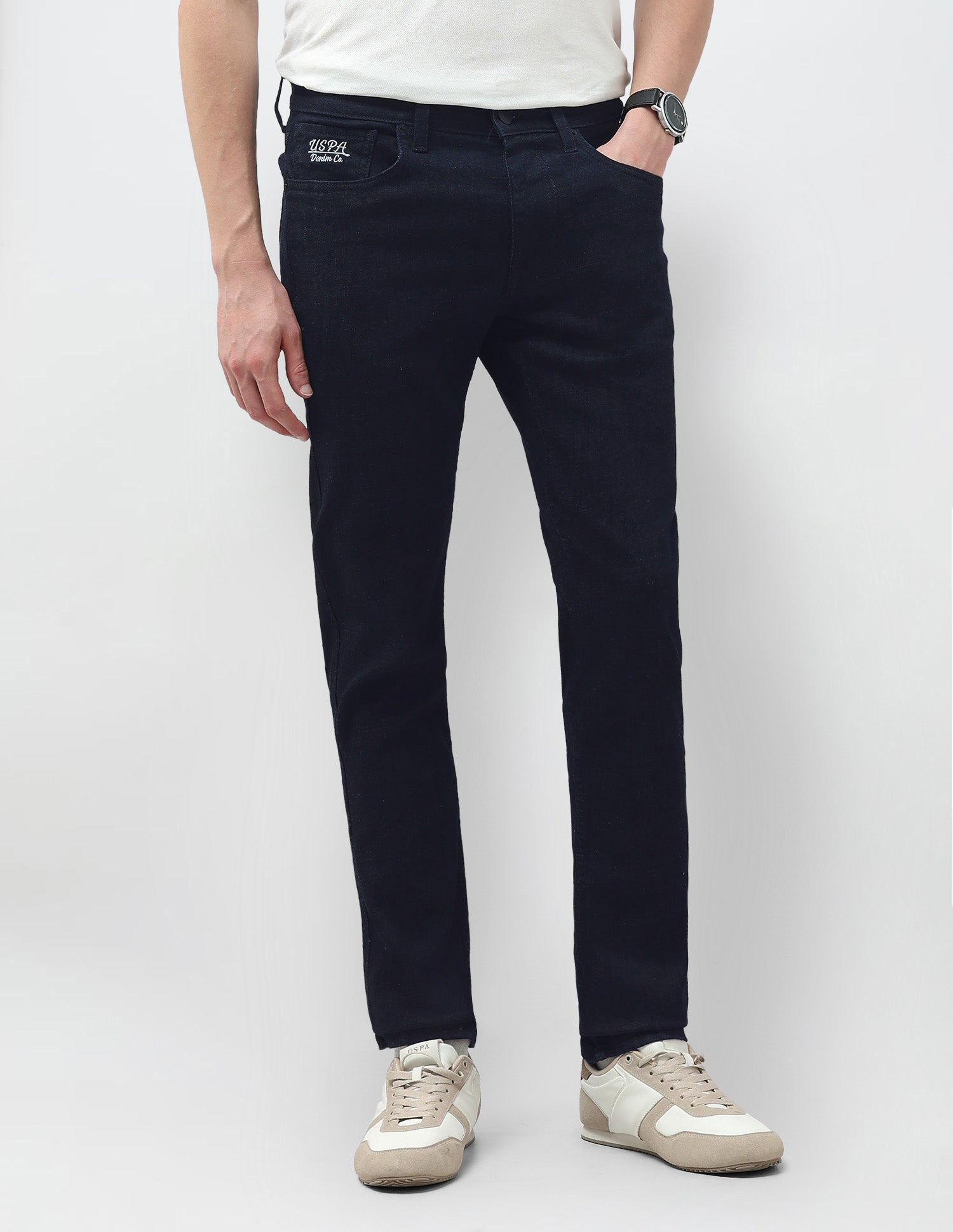 Brandon Slim Tapered Fit Blue Jeans Dark Blue - U.S. Polo Assn. India | Large