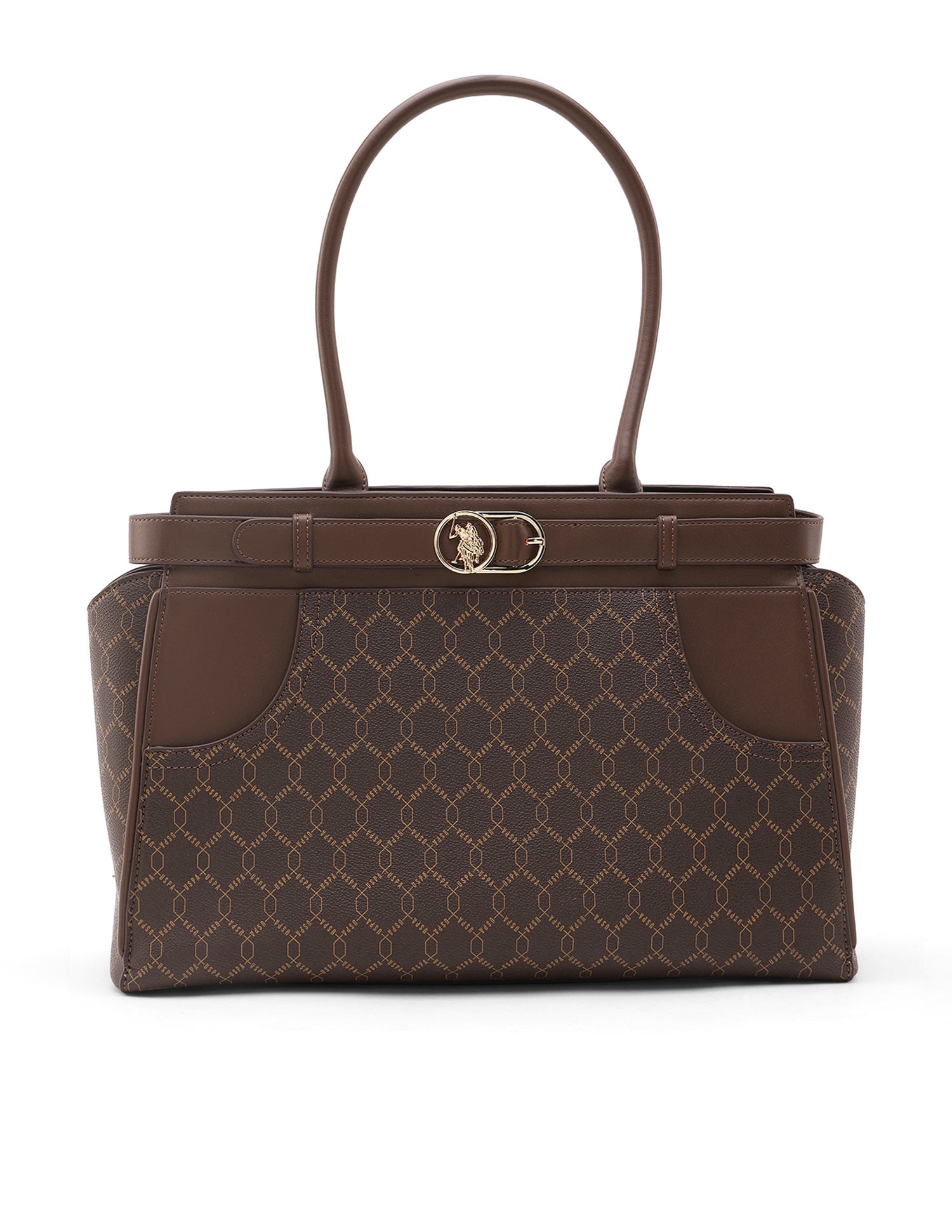Claudine Monogram Tote Bag Dark Brown - U.S. Polo Assn. India | Large