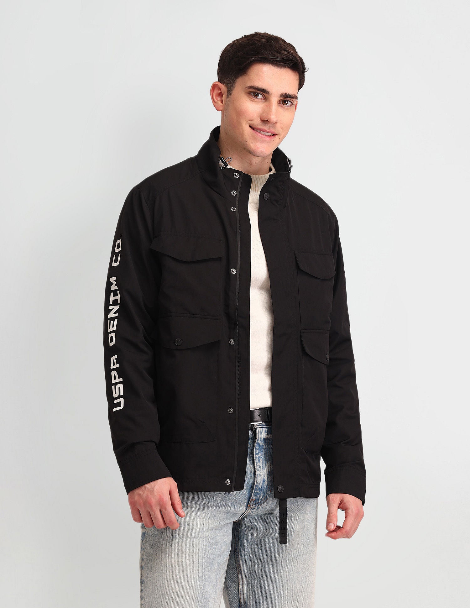 Regular Fit Solid Casual Jacket