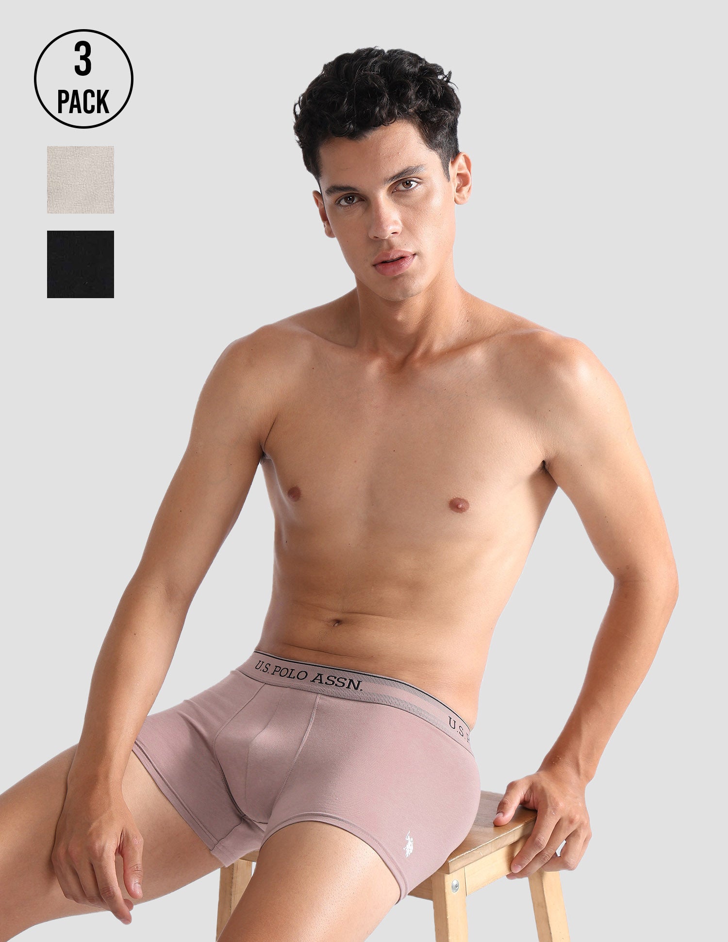 Mid Rise Solid OET15 Trunks - Pack Of 3