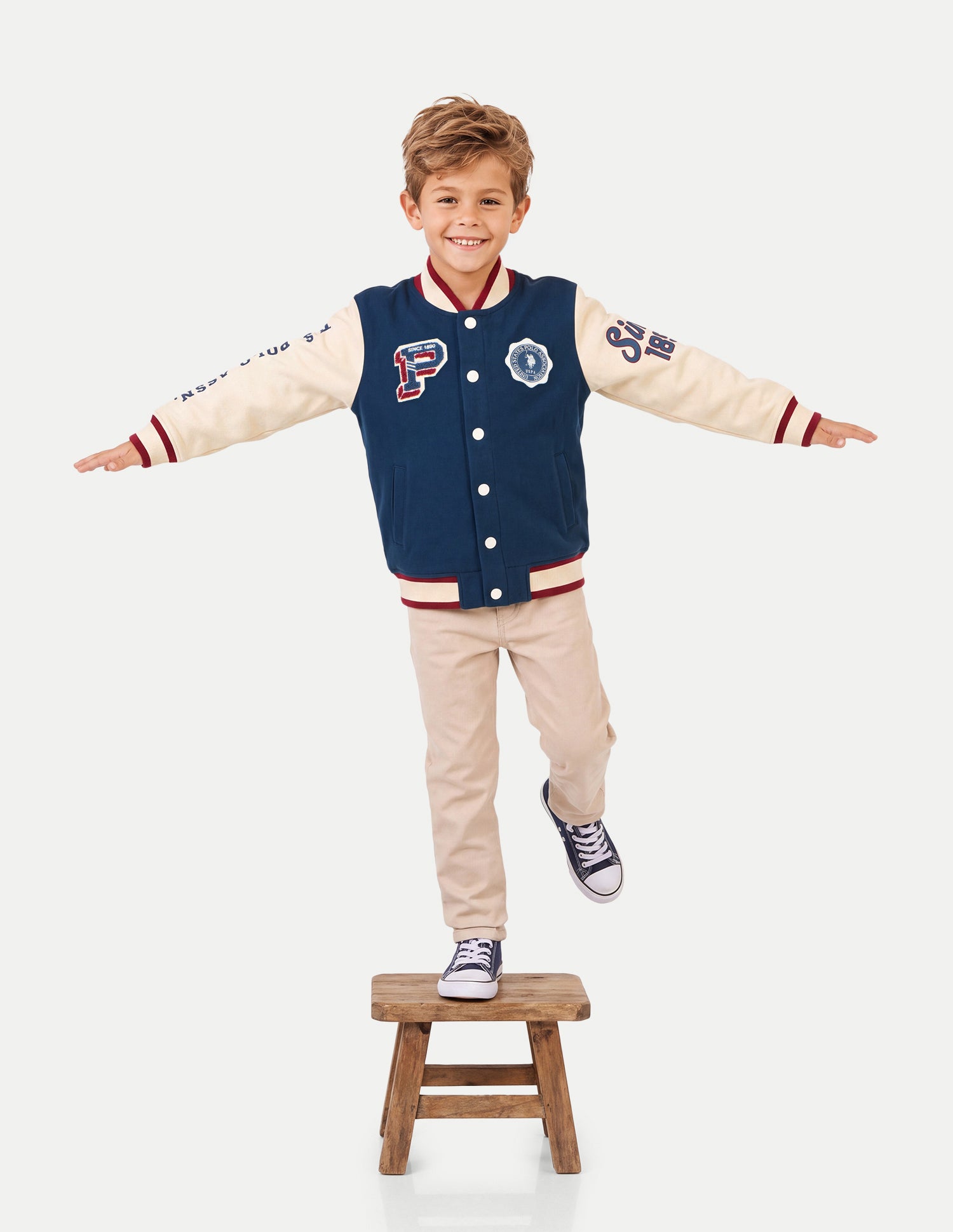 Appliqued Brand Regular Fit Varsity Jacket Navy - U.S. Polo Assn. India | Large